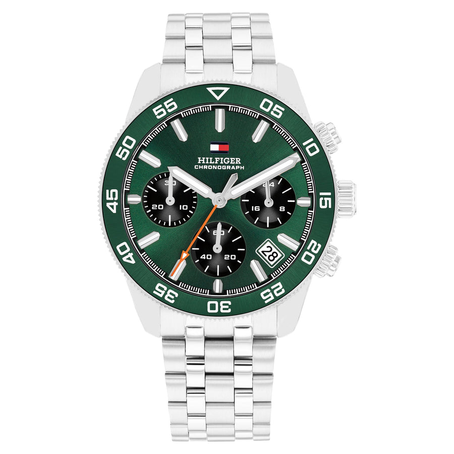 Tommy Hilfiger Stainless Steel Silver Dial Chronograph Men's Watch - 1792215