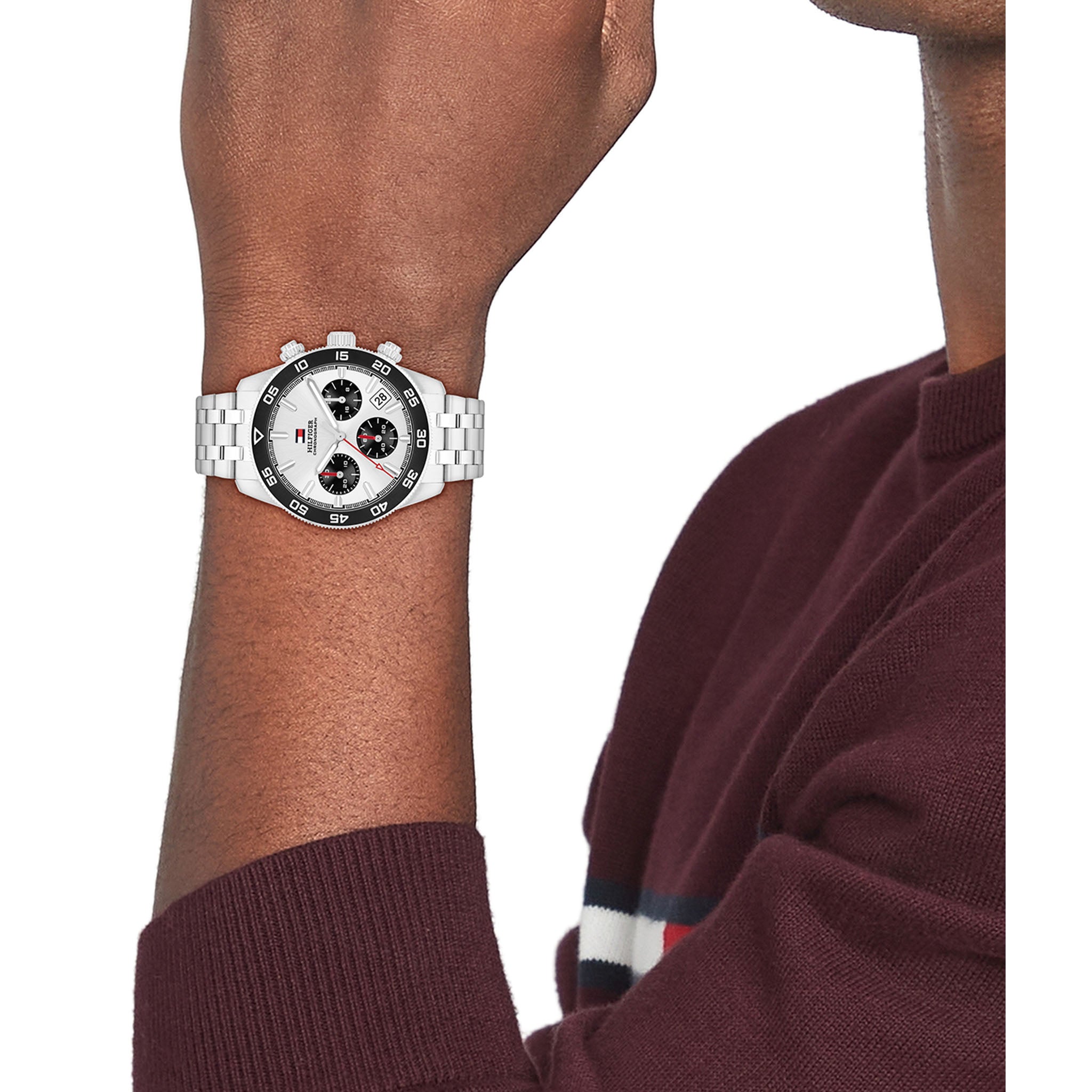 Tommy Hilfiger Stainless Steel Silver Dial Chronograph Men's - 1792215