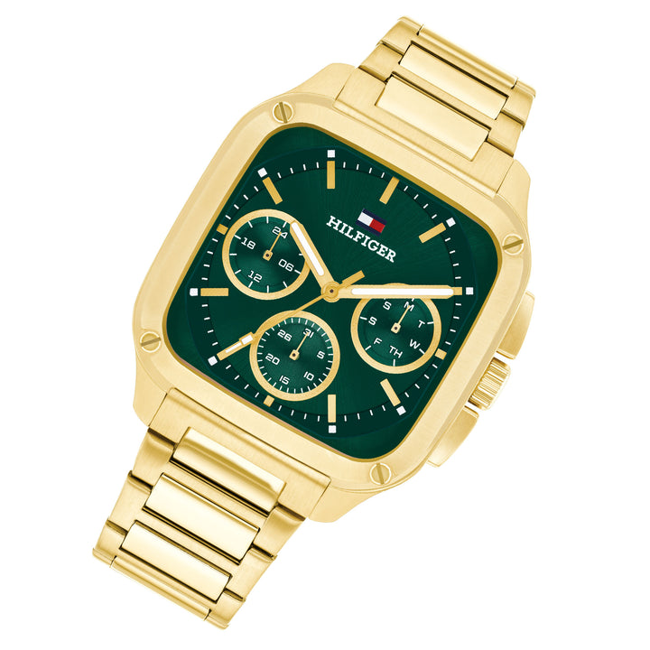 Tommy Hilfiger Gold Steel Green Dial Multi-function Men's Watch - 1792223