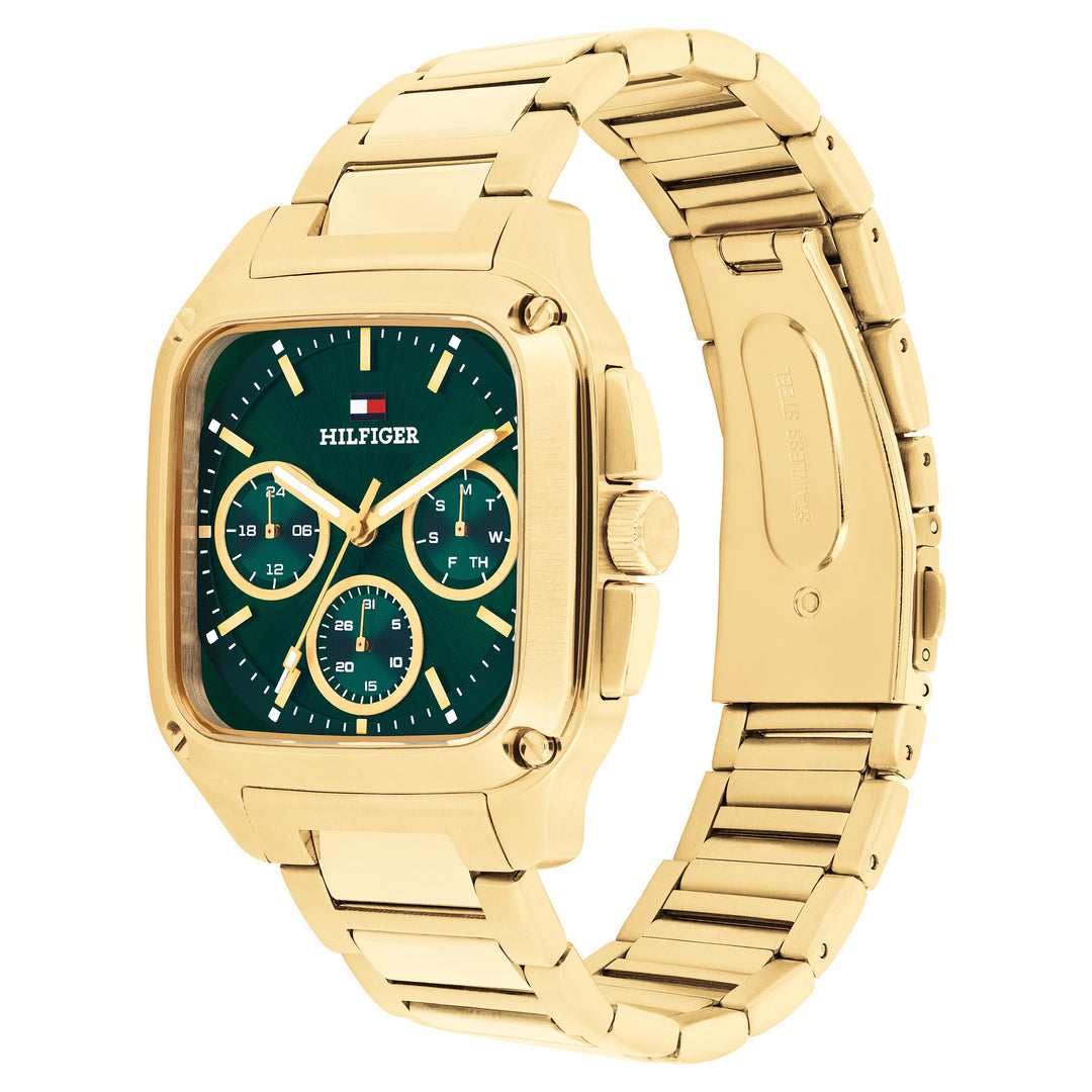 Tommy Hilfiger Gold Steel Green Dial Multi-function Men's Watch - 1792223