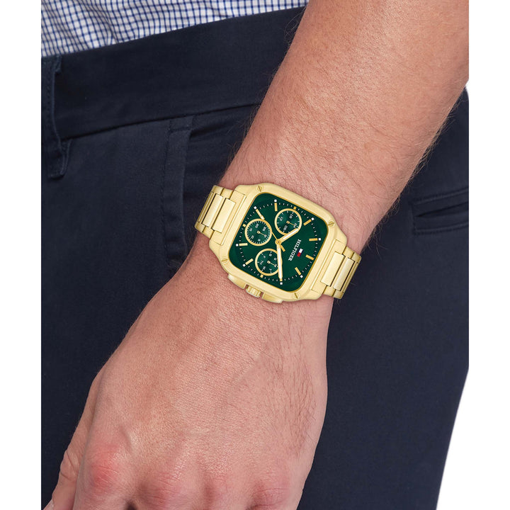 Tommy Hilfiger Gold Steel Green Dial Multi-function Men's Watch - 1792223