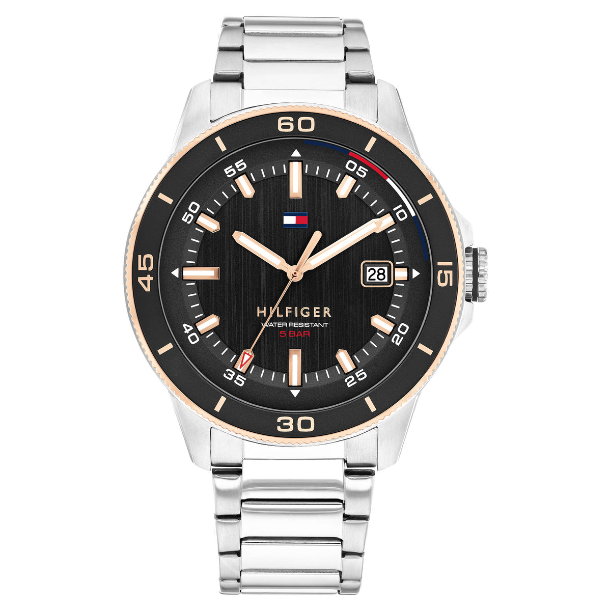 Tommy Hilfiger Stainless Steel Black Dial Men's Watch - 1792228