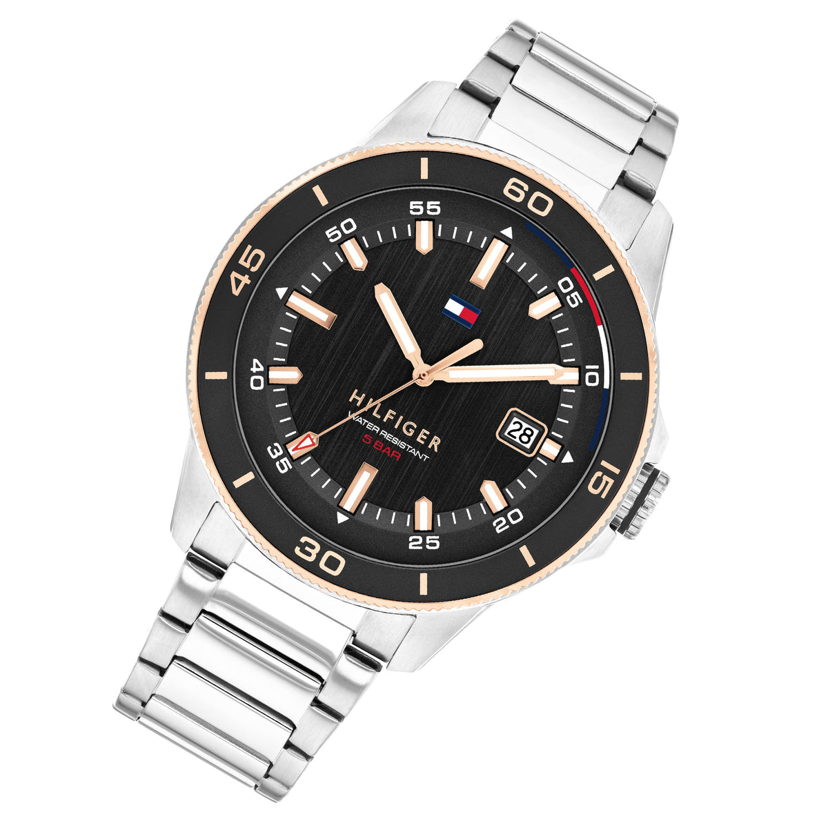 Tommy Hilfiger Stainless Steel Black Dial Men's Watch - 1792228