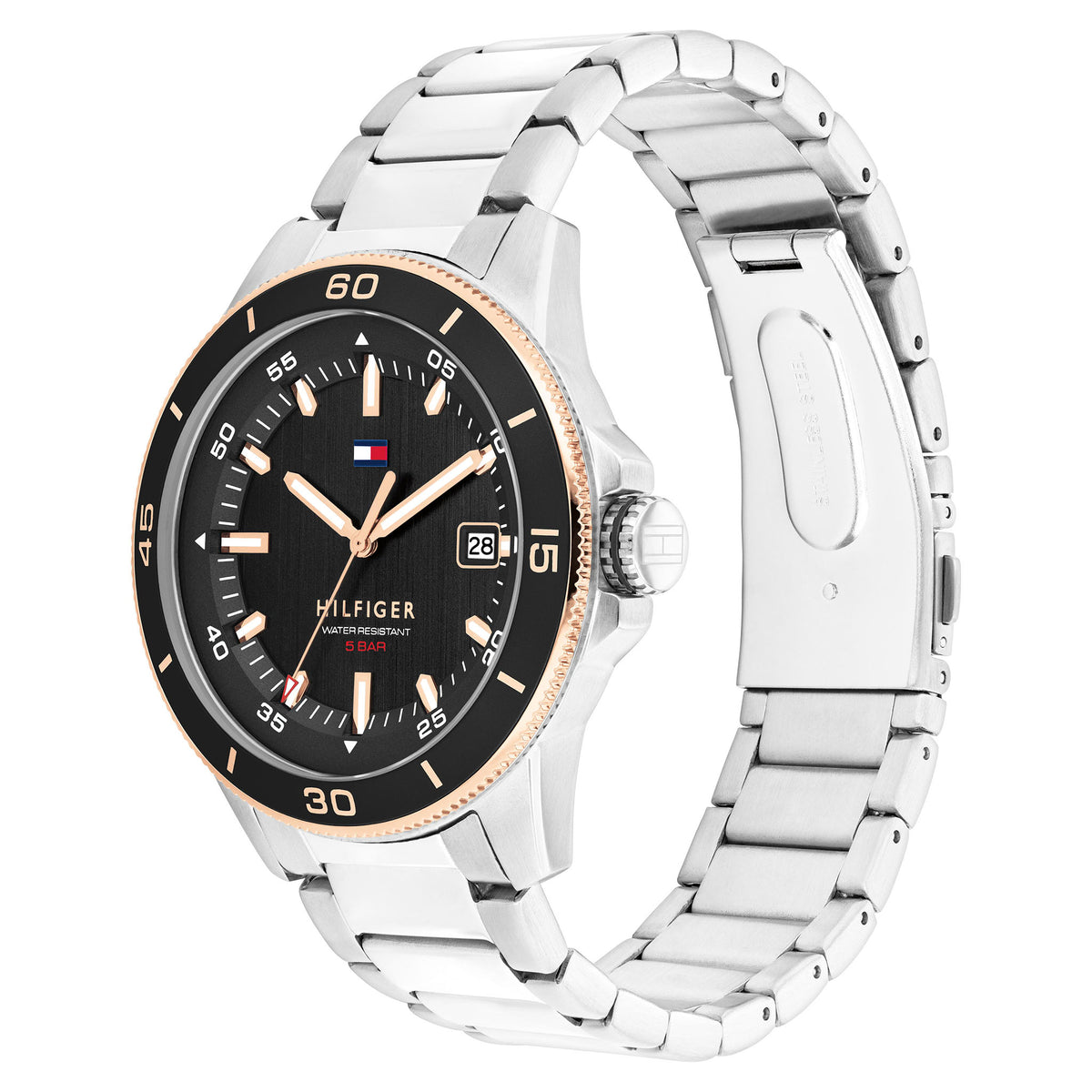 Tommy Hilfiger Stainless Steel Black Dial Men's Watch - 1792228