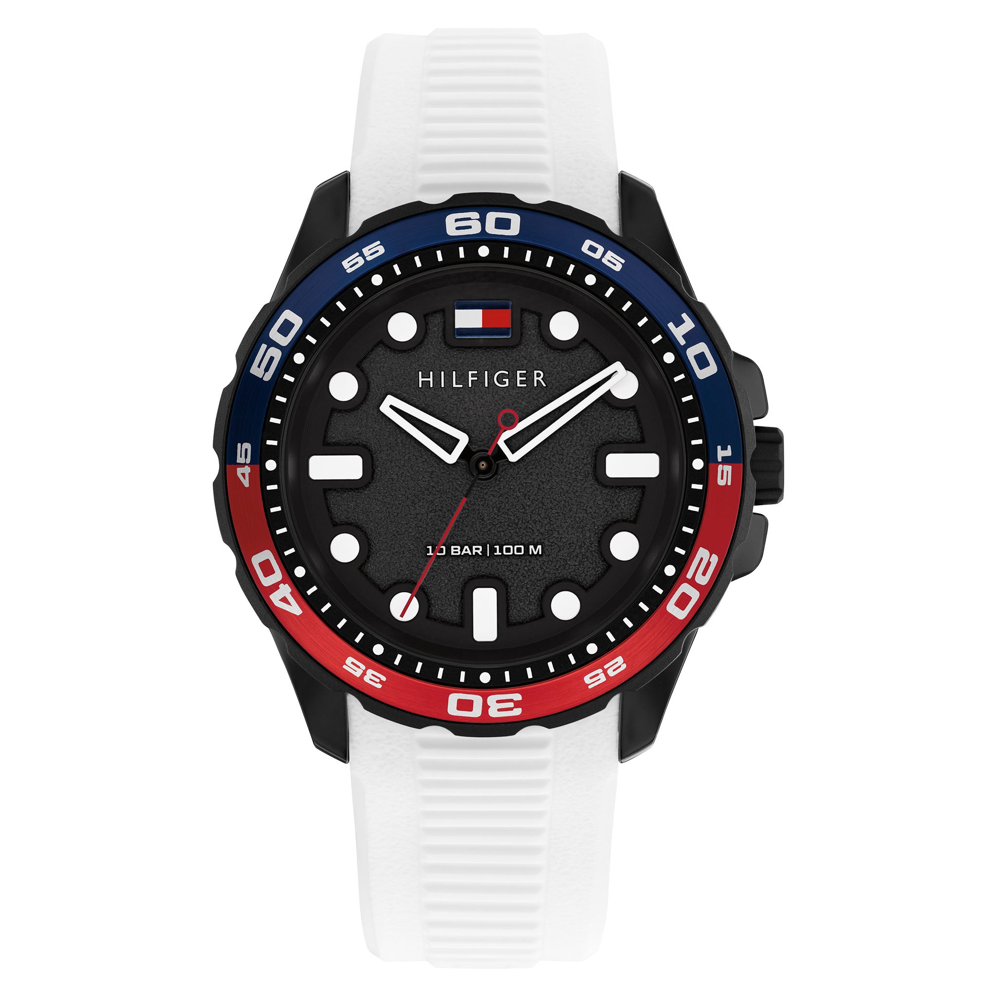 Tommy Hilfiger White Silicone Black Dial Men's Watch - 1792264