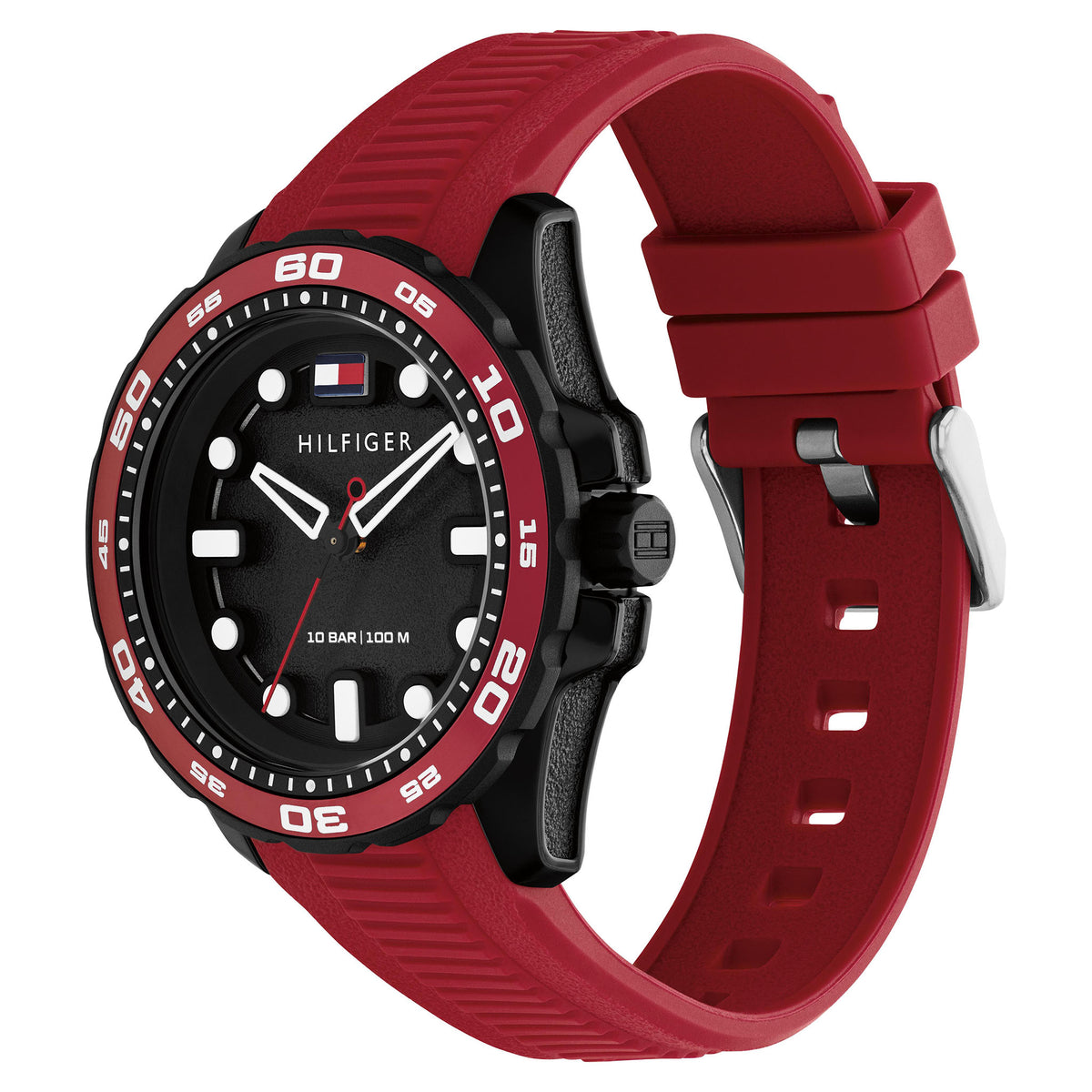 Tommy Hilfiger Red Silicone Black Dial Men's Watch - 1792267
