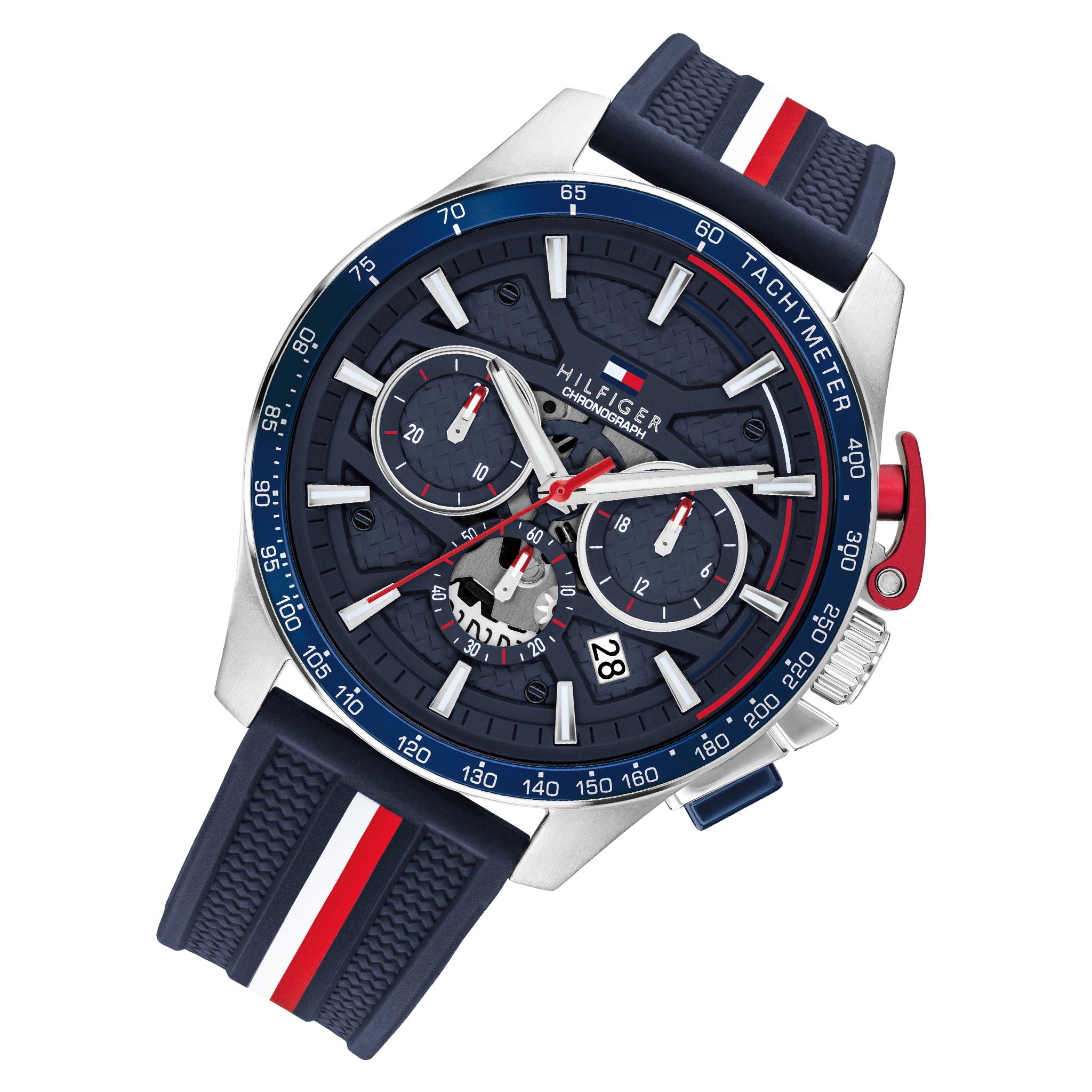 Tommy Hilfiger Silicone Navy Dial Chronograph Men's Watch - 1792292