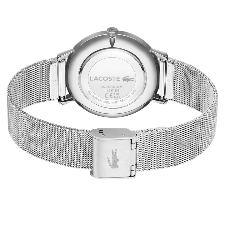 Lacoste Crocorigin Steel Mesh Silver White Dial Slim Women's Watch - 2001285