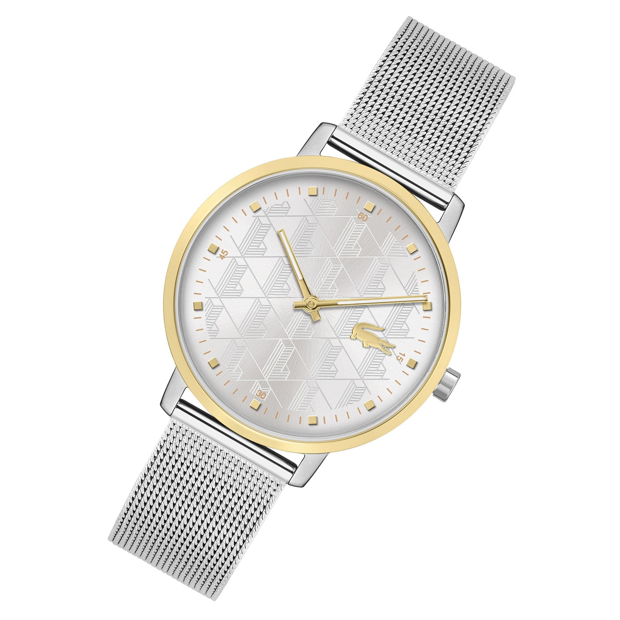 Lacoste Crocorigin Steel Mesh Silver White Dial Slim Women's Watch - 2001286