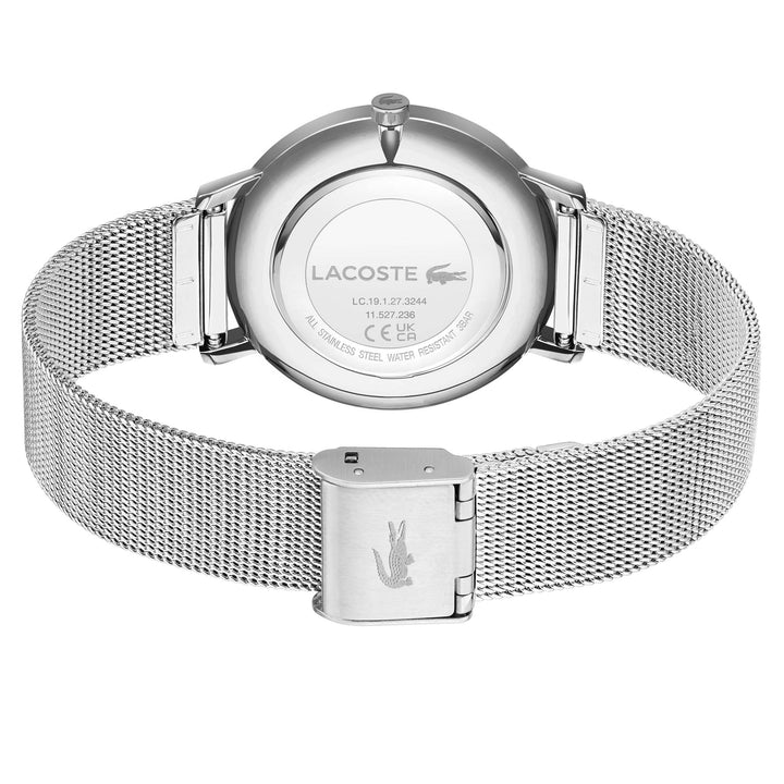 Lacoste Crocorigin Steel Mesh Silver White Dial Slim Women's Watch - 2001286