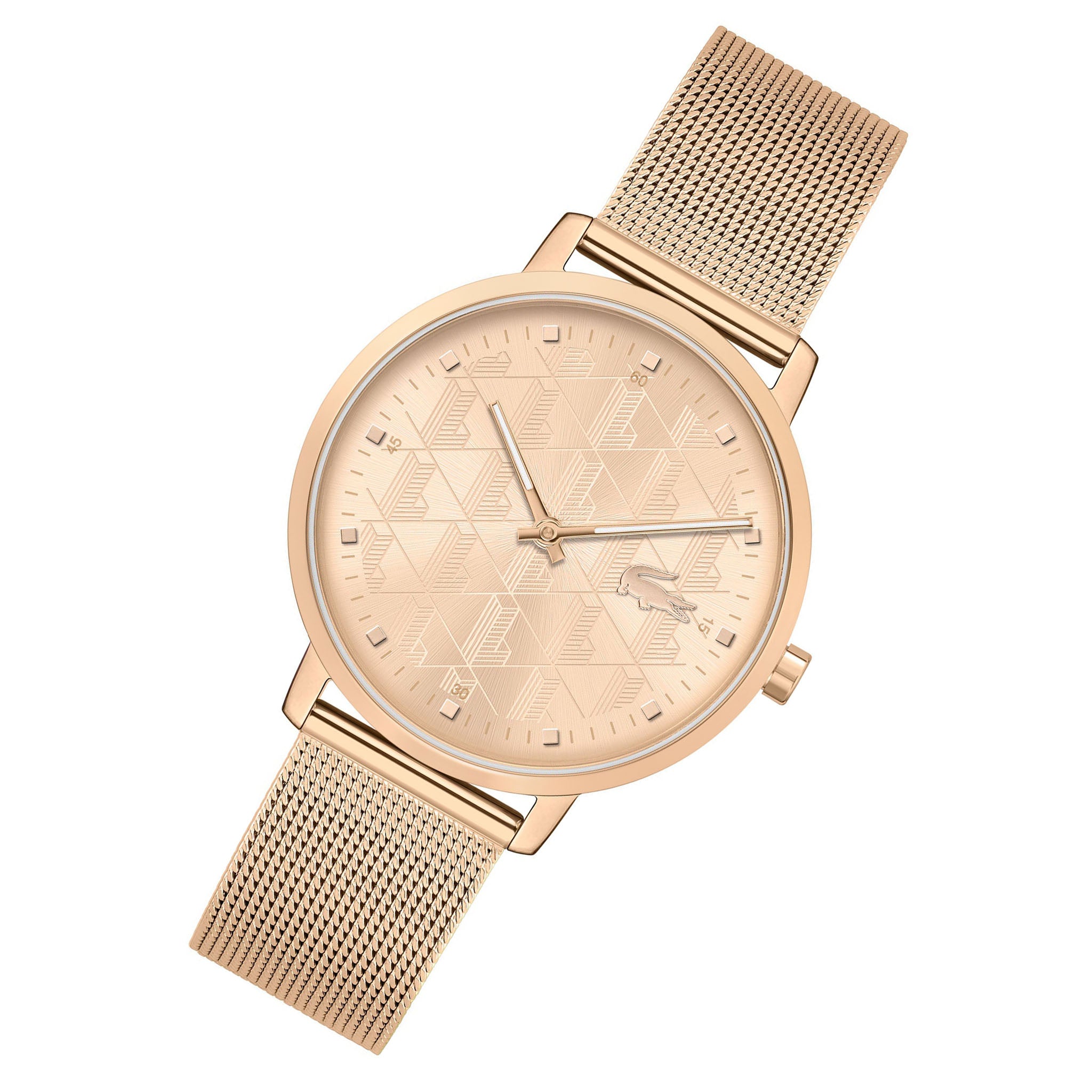Lacoste Crocorigin Carnation Gold Steel Mesh Slim Women's Watch - 2001287
