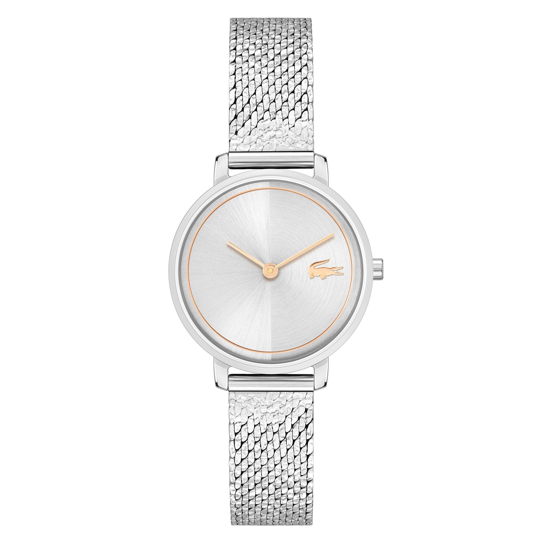 Lacoste Steel Mesh Silver White Dial Slim Women's Watch - 2001295