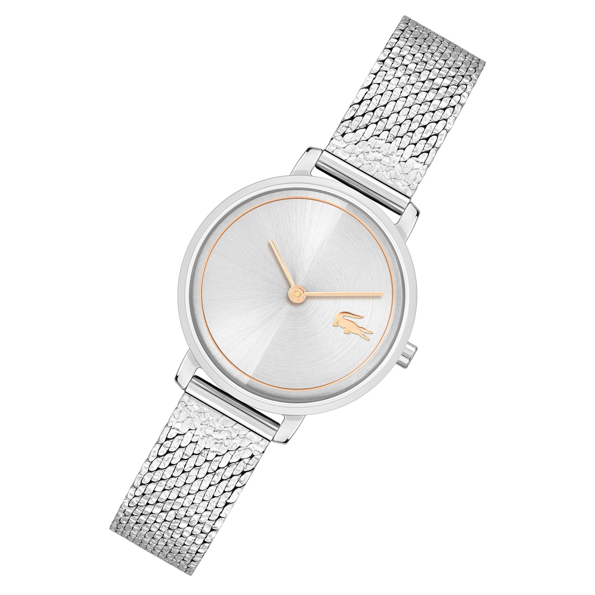 Lacoste Steel Mesh Silver White Dial Slim Women's Watch - 2001295