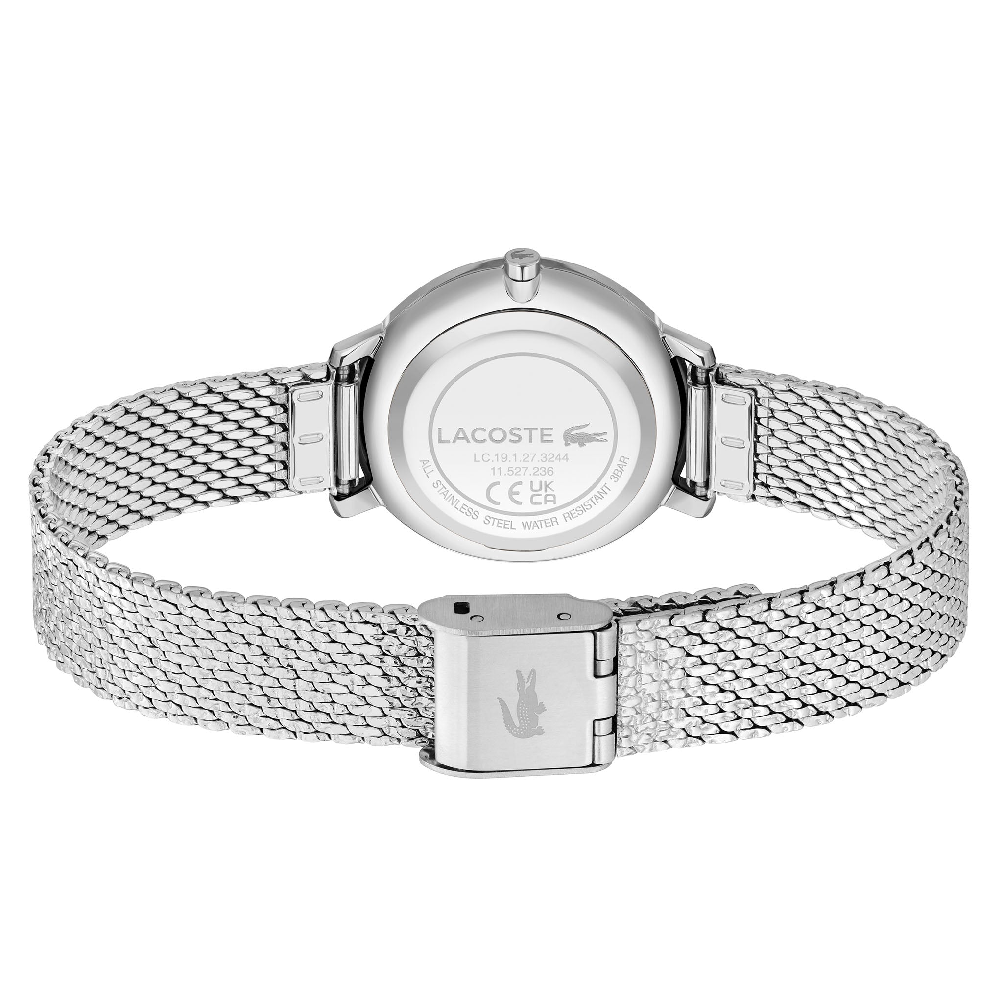 Lacoste Steel Mesh Silver White Dial Slim Women's Watch - 2001295
