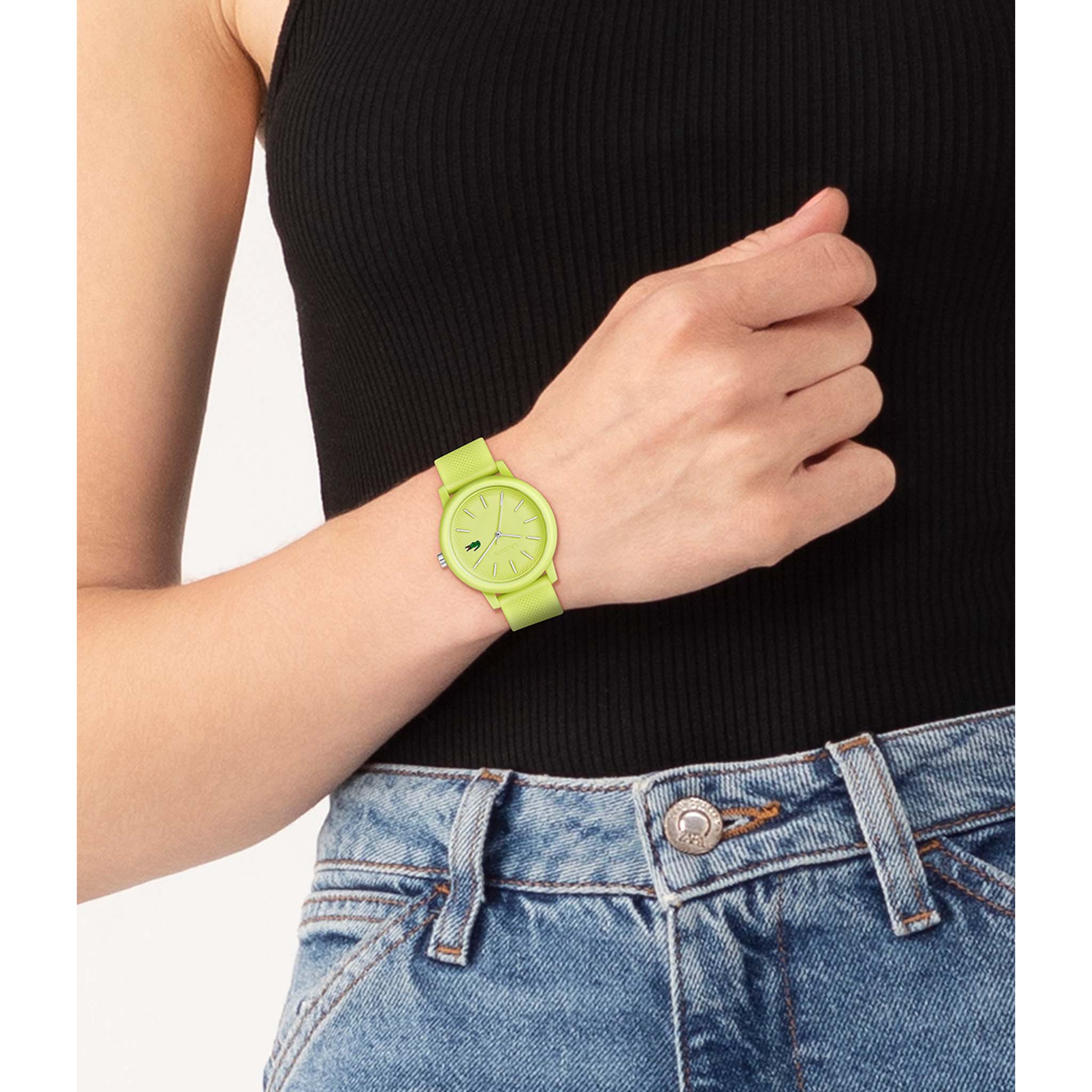Lacoste Silicone Yellow Dial Women's Watch - 2001316