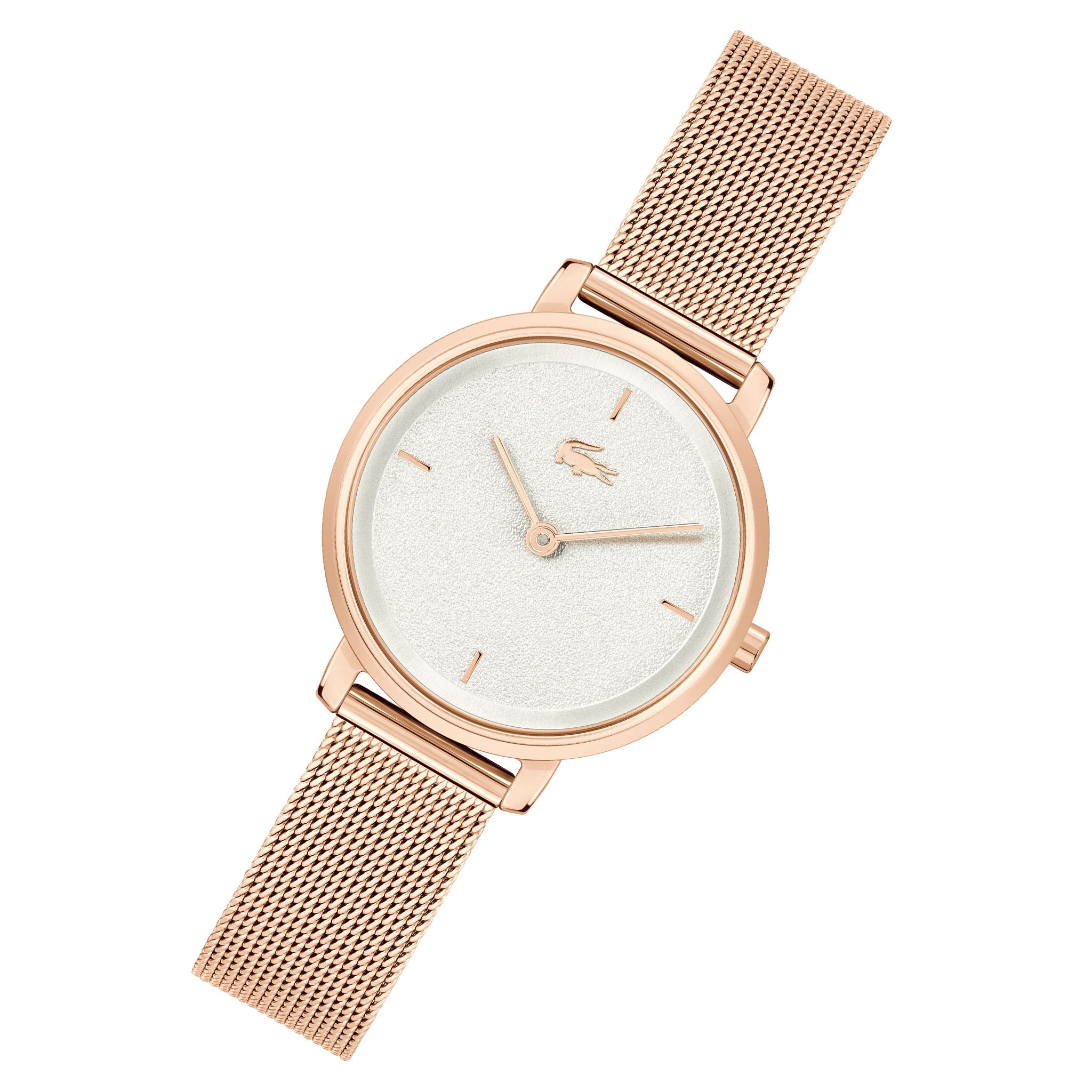 Lacoste Carnation Gold Steel Mesh White Dial Slim Women's Watch - 2001321