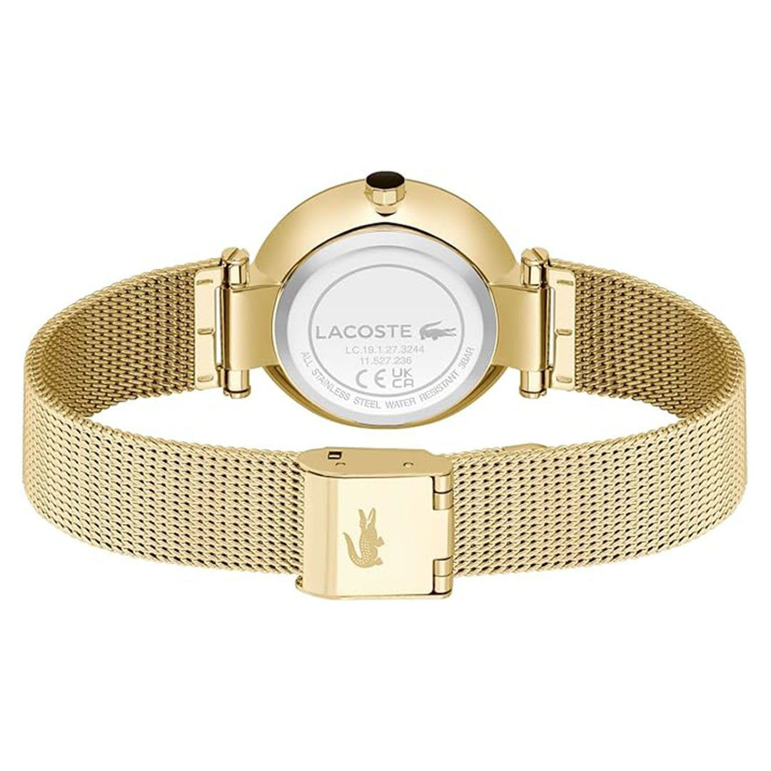 Lacoste Gold Steel Mesh Black Dial Women's Watch - 2001336