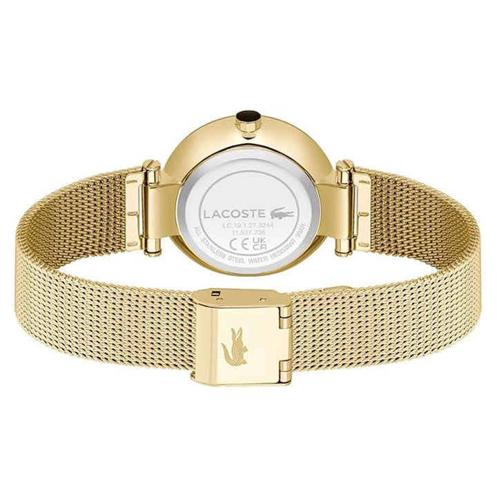 Lacoste Gold Steel Mesh Black Dial Women's Watch - 2001336