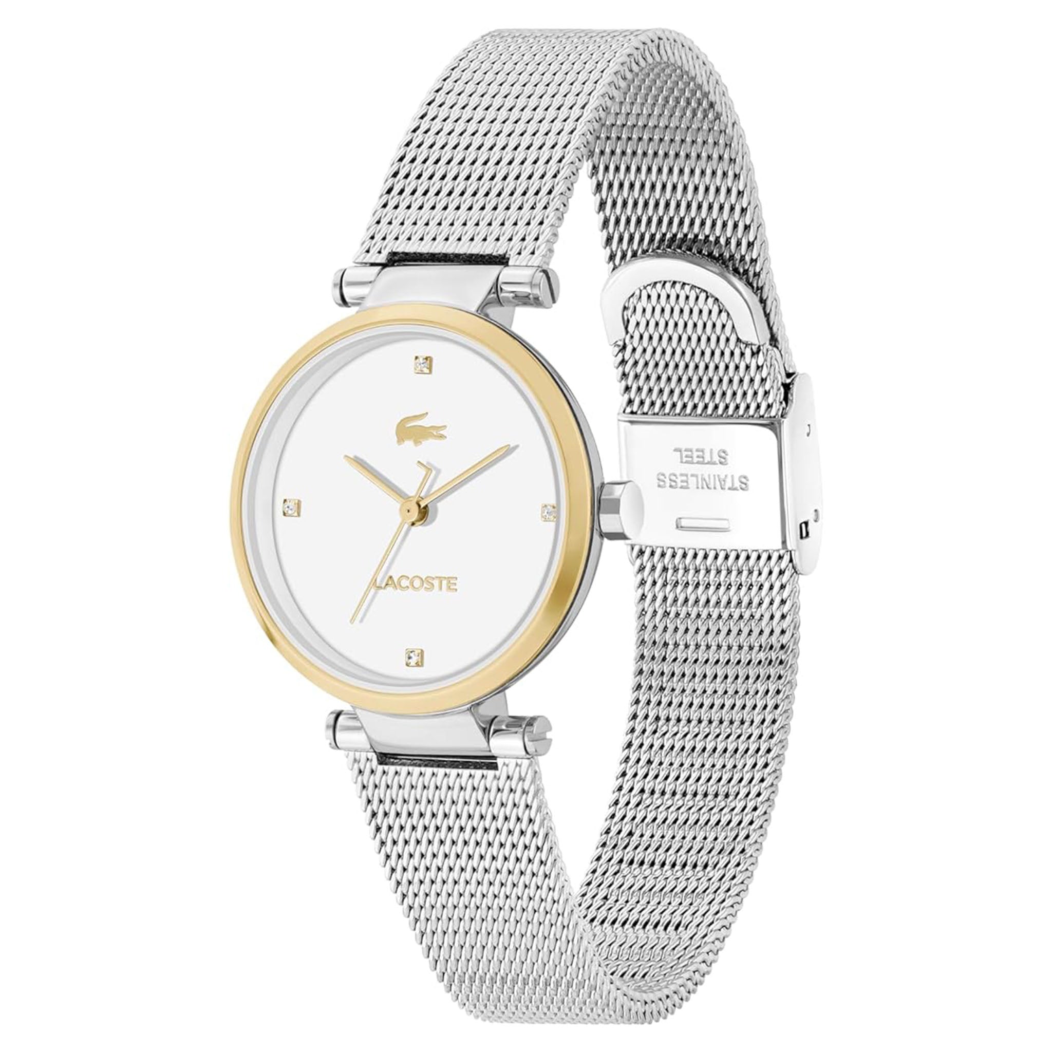 Lacoste Stainless Steel Mesh White Dial Women's Watch - 2001337