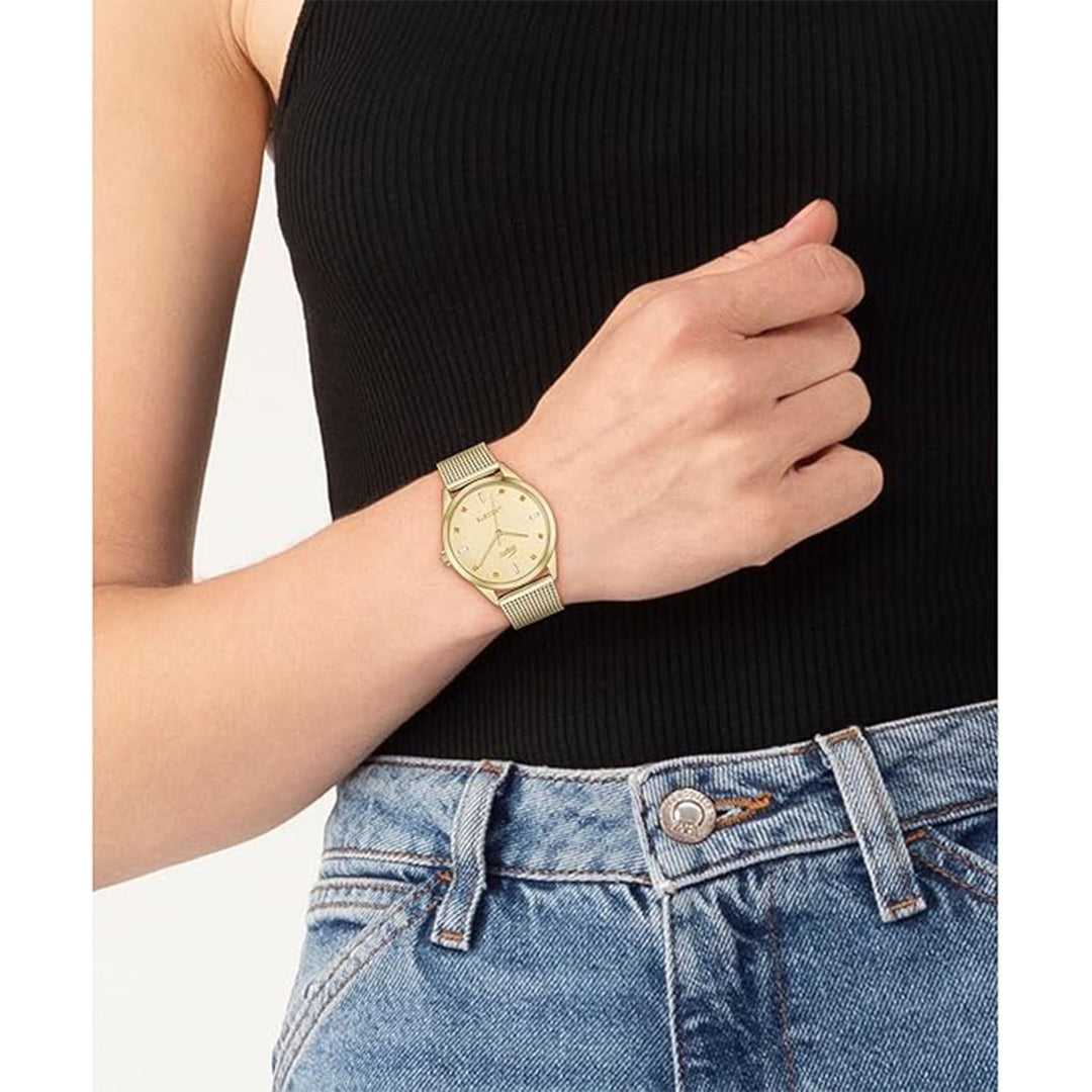 Lacoste Gold Steel Mesh Light Gold Dial Women's Watch - 2001343