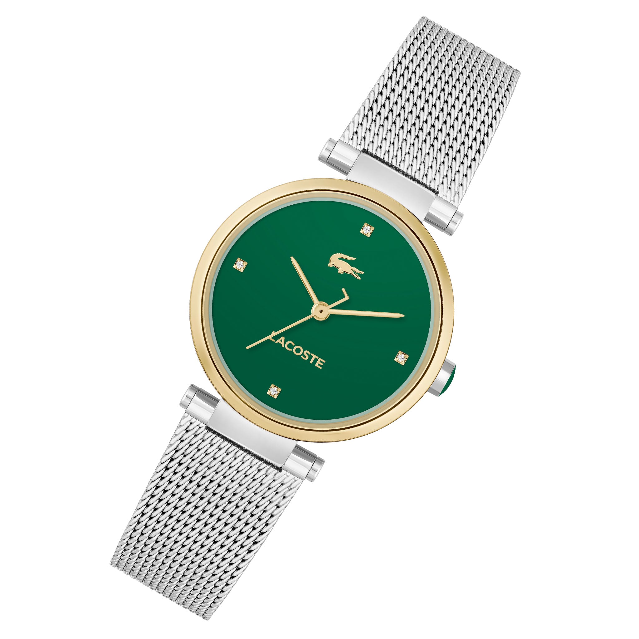 Lacoste Silver Steel Mesh Green Dial Women's Watch - 2001348