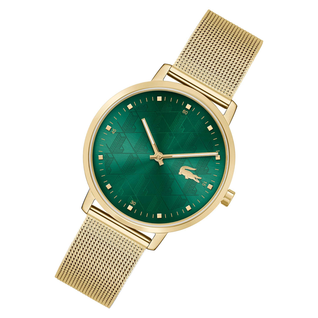 Lacoste Gold Steel Mesh Green Dial Women's Watch - 2001356