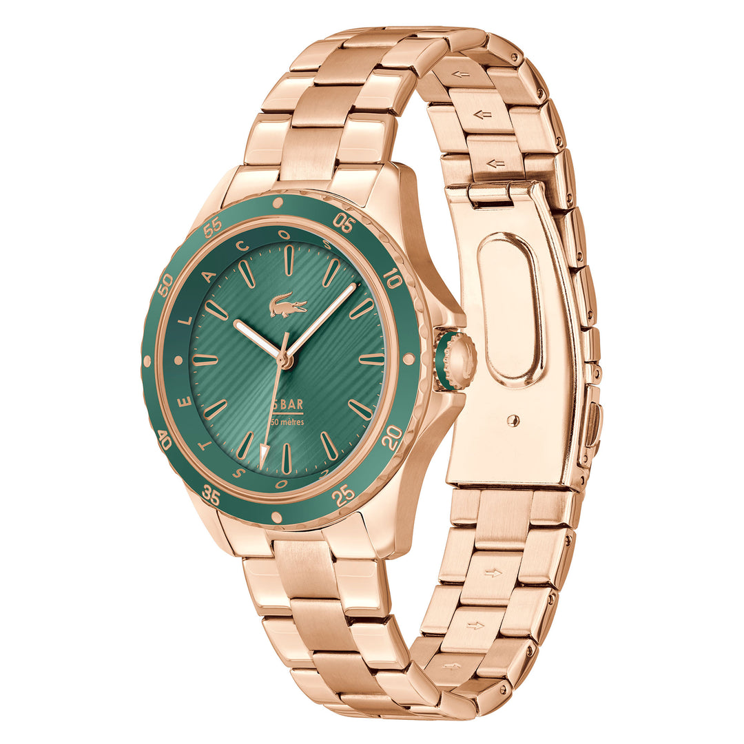 Lacoste Carnation Gold Steel Green Dial Women's Watch - 2001372