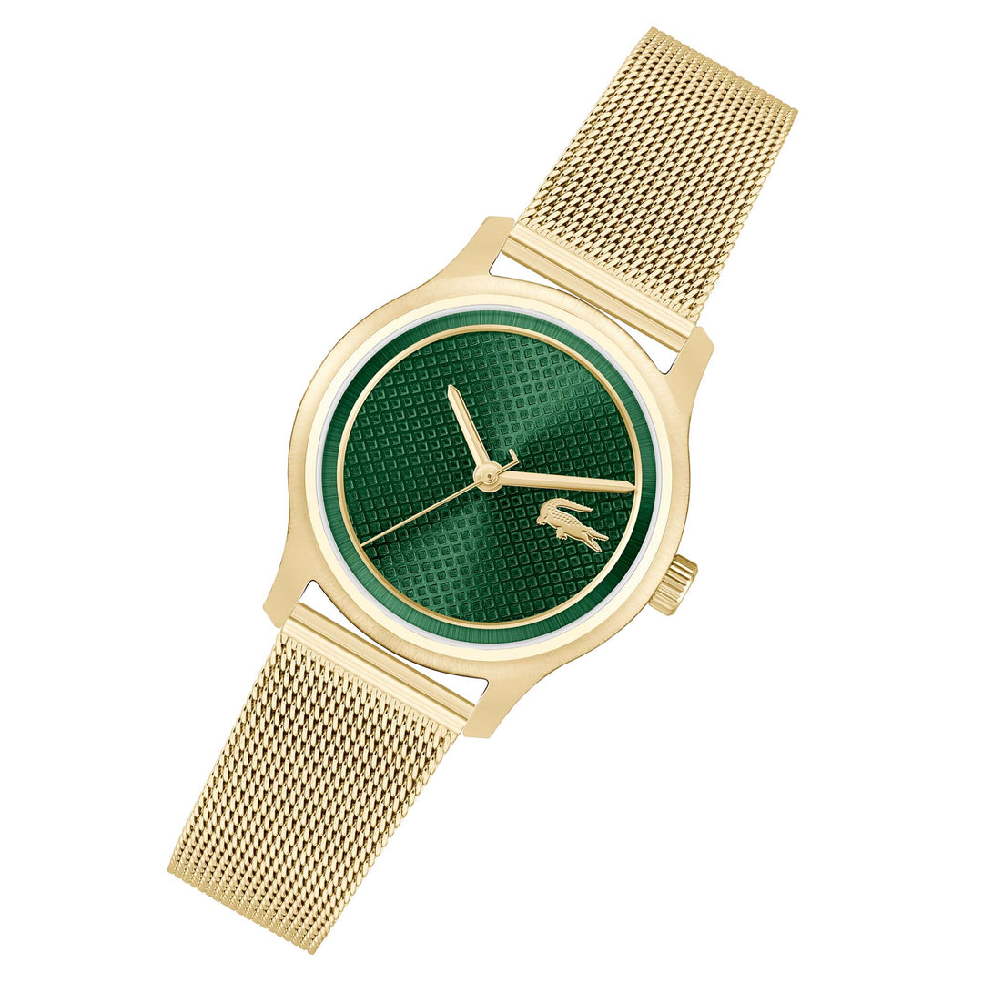 Lacoste Gold Steel Mesh Green Dial Women's Watch - 2001389