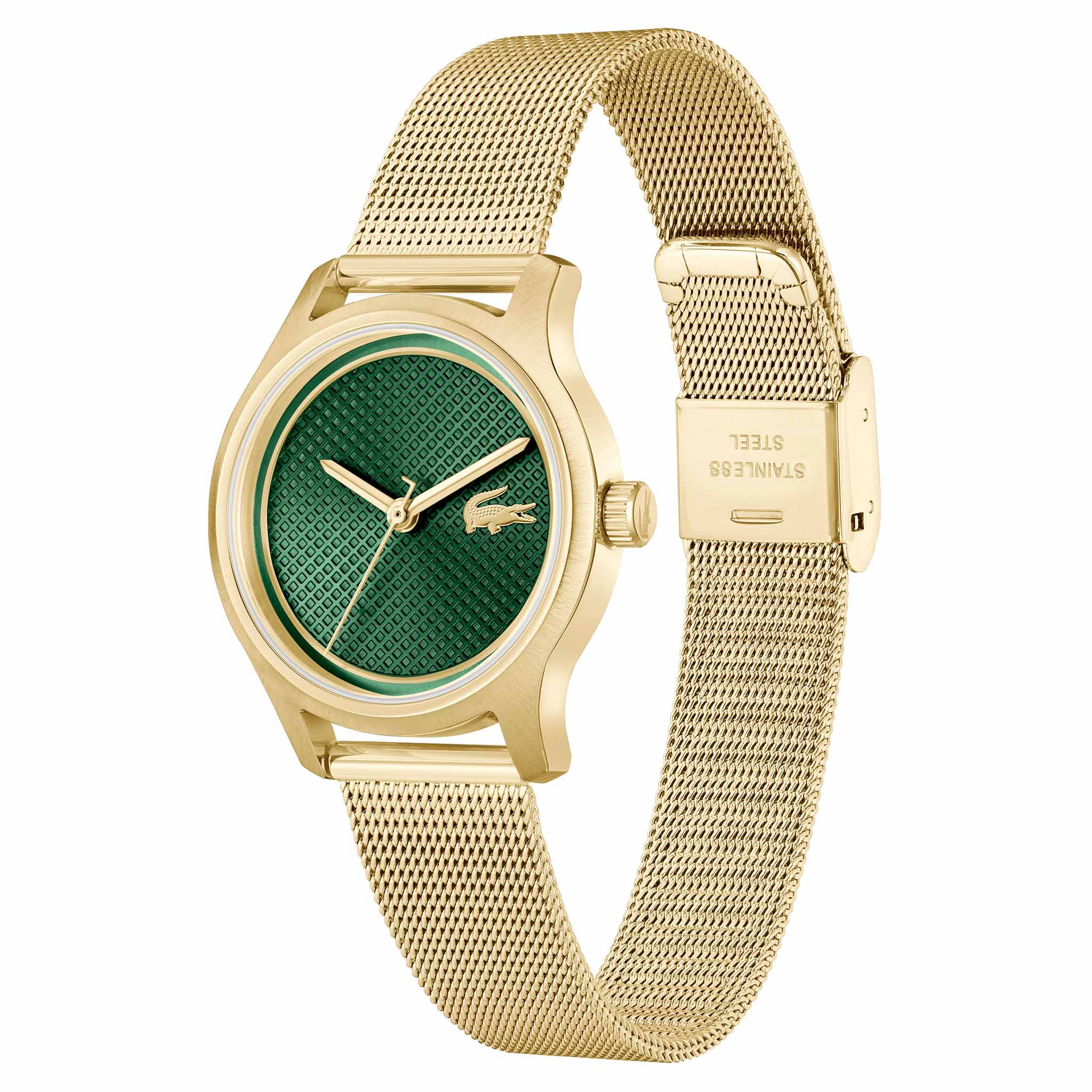 Lacoste Gold Steel Mesh Green Dial Women's Watch - 2001389