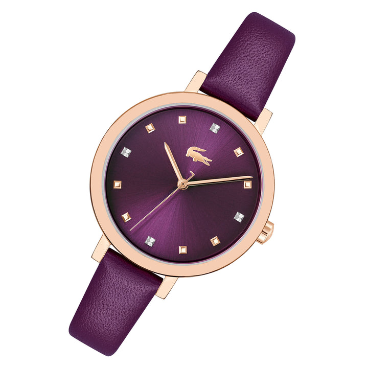 Lacoste Purple Leather Plum Dial Women's Watch - 2001399