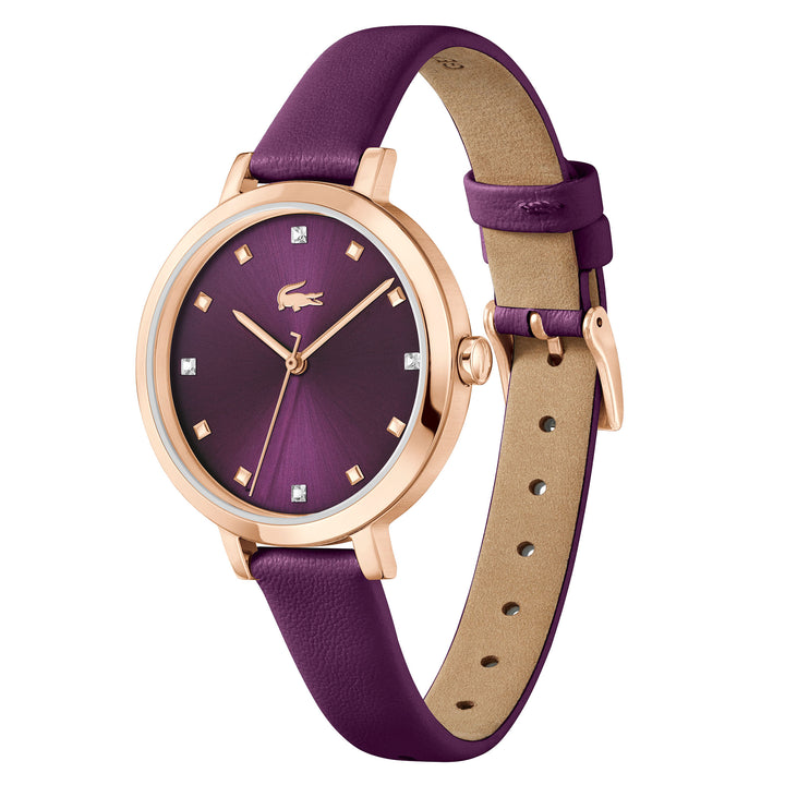 Lacoste Purple Leather Plum Dial Women's Watch - 2001399