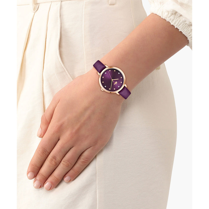 Lacoste Purple Leather Plum Dial Women's Watch - 2001399