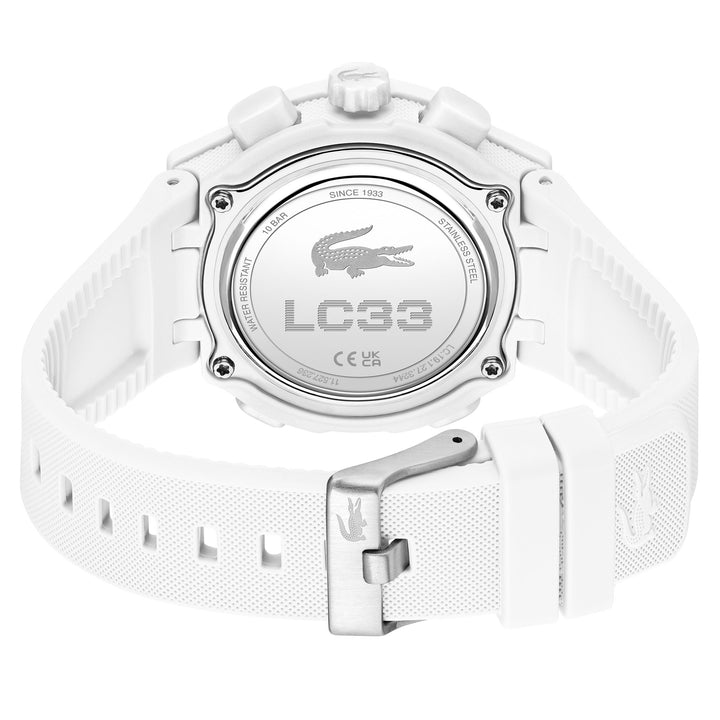 Lacoste White Silicone Rose Gold Sunray Dial Digital-Analogue Women's Watch - 2001430