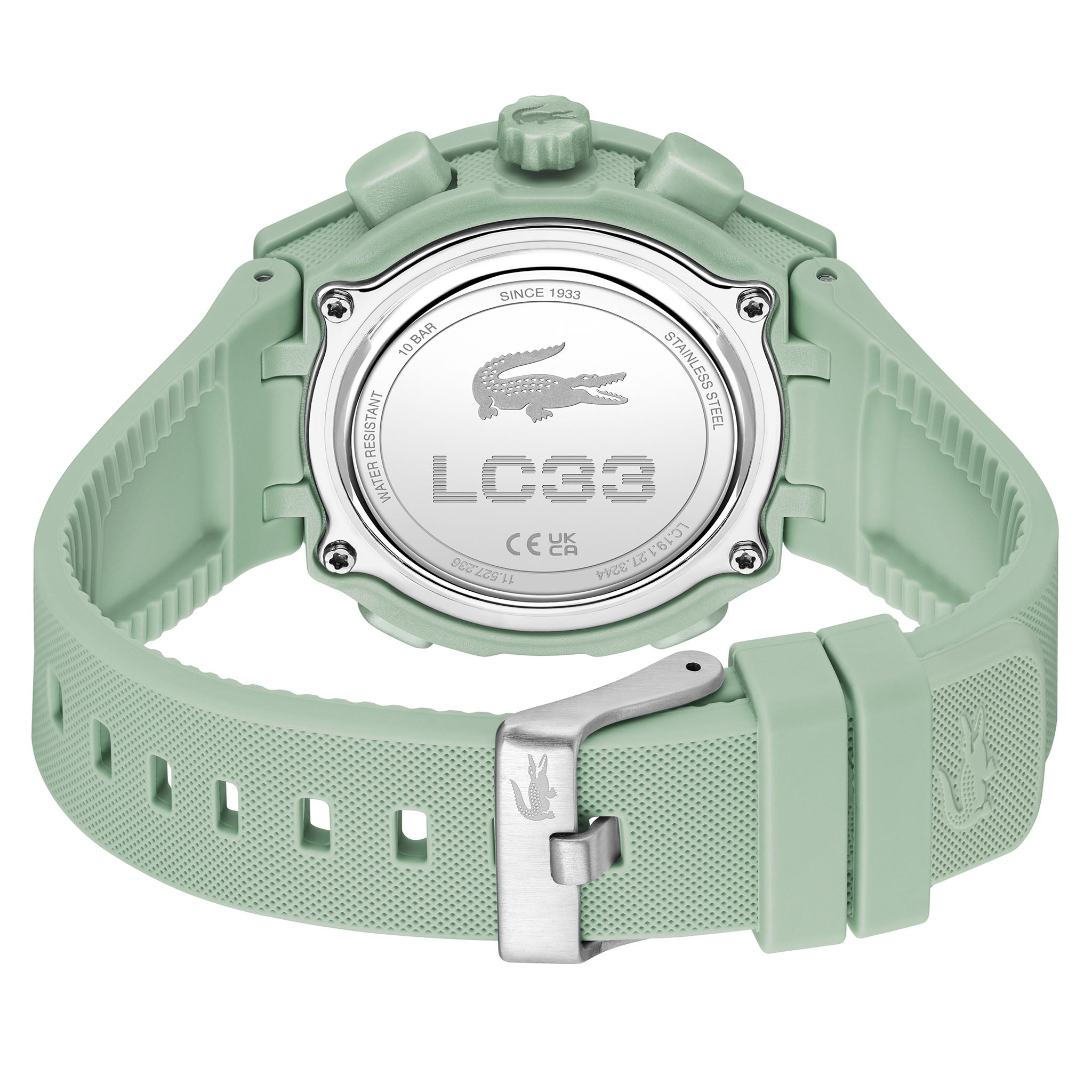 Lacoste Green Silicone Rose Gold Sunray Dial Digital-Analogue Women's Watch - 2001433