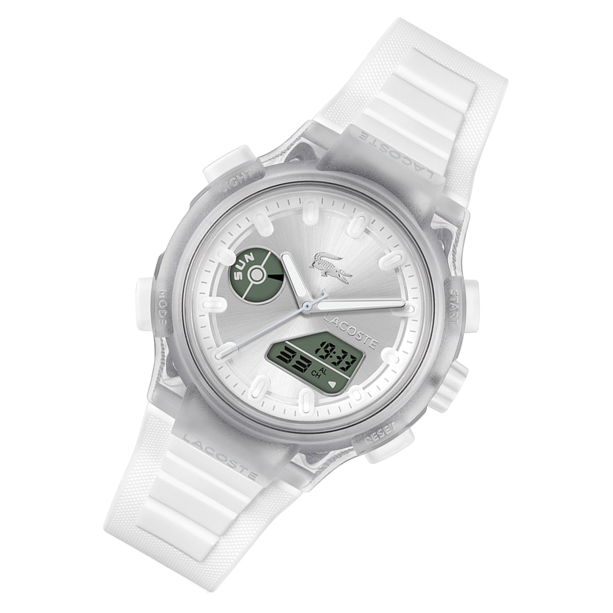 Lacoste White Silicone Silver White Dial Analogue-Digital Women's Watch - 2001493