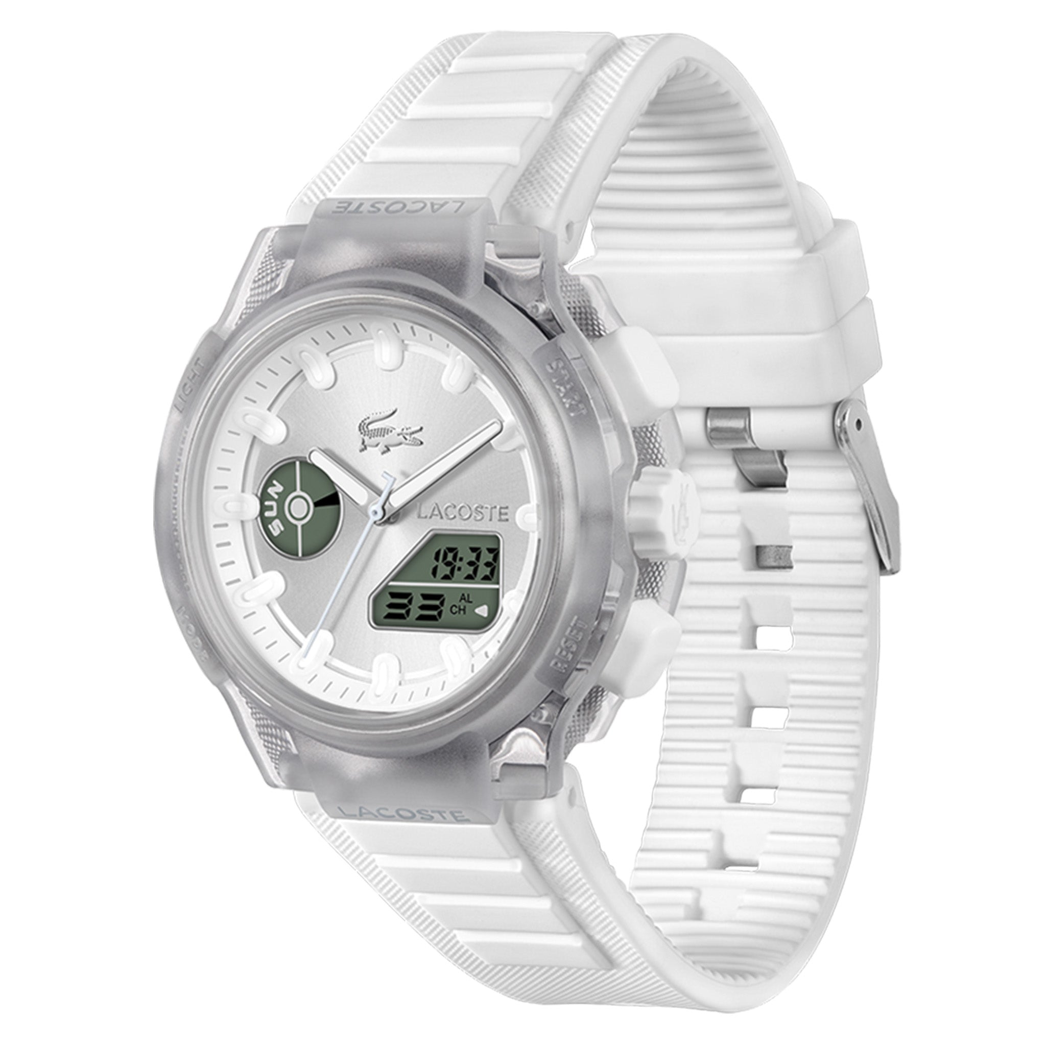 Lacoste White Silicone Silver White Dial Analogue-Digital Women's Watch - 2001493