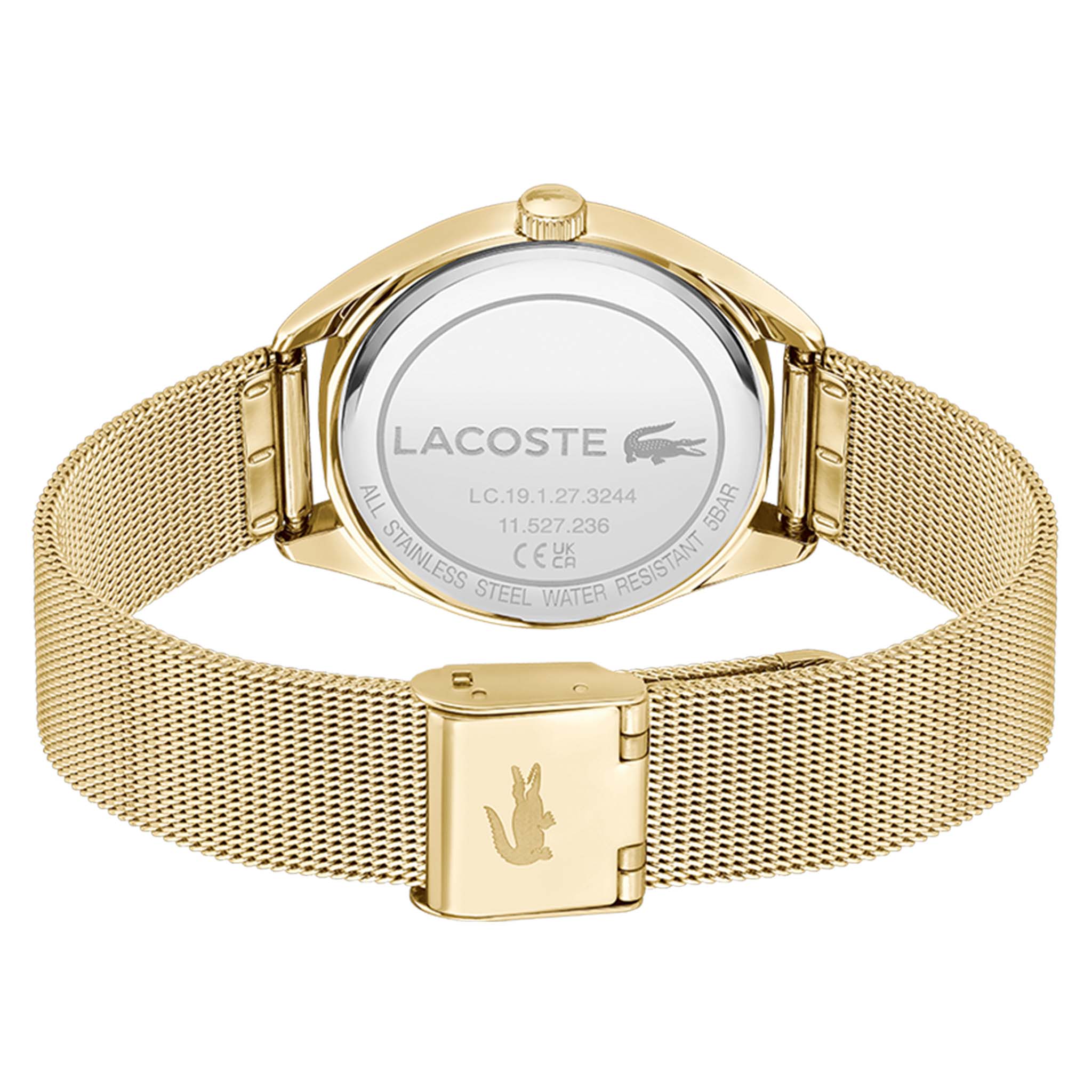 Lacoste Gold Steel Mesh Blush Dial Multi-function Women's Watch - 2001499