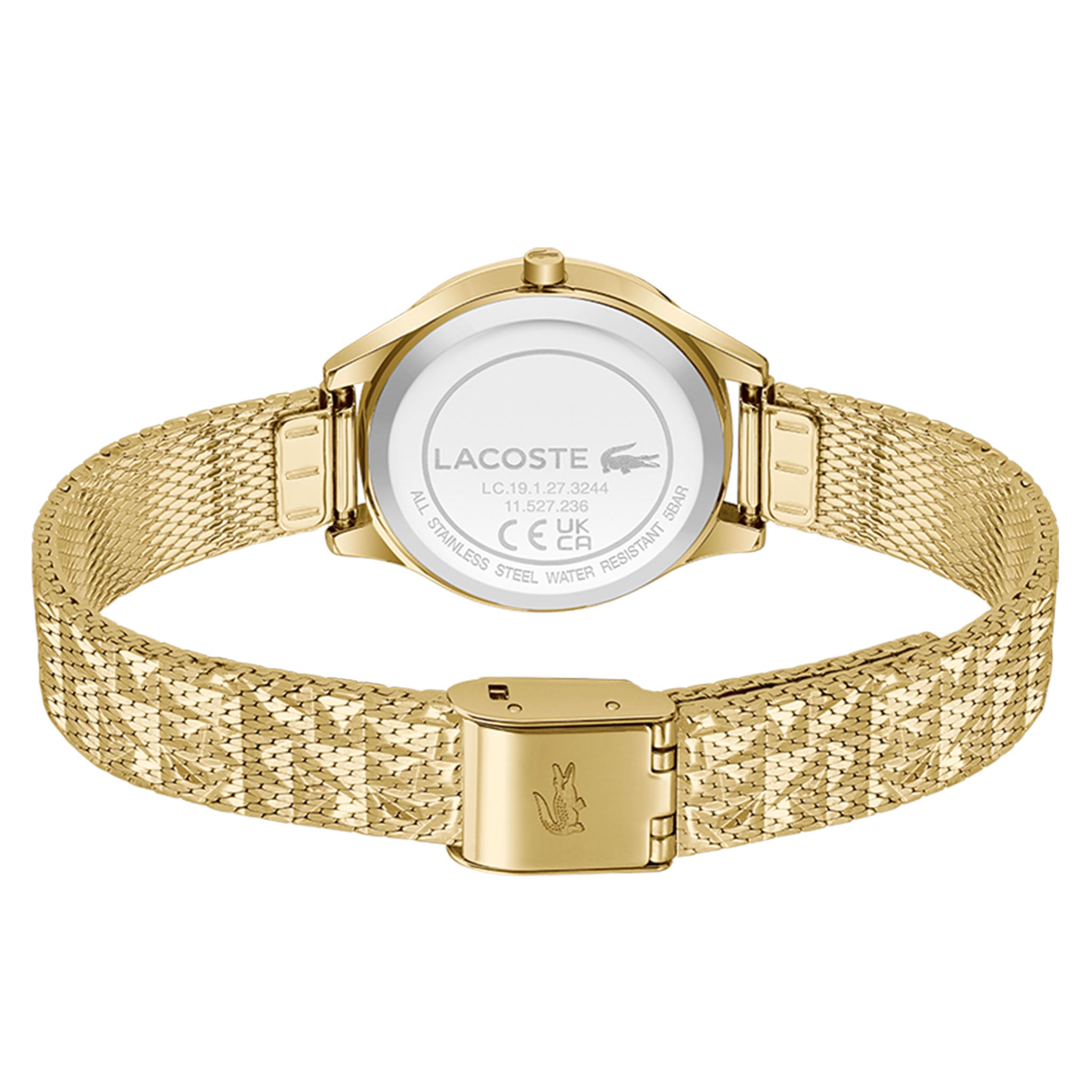 Lacoste Gold Steel Mesh White Dial Women's Watch - 2001500