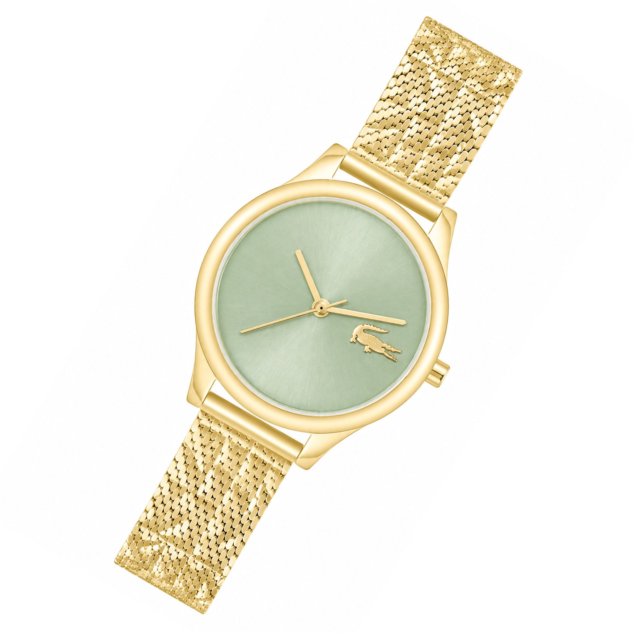 Lacoste Gold Steel Mesh Green Dial Women's Watch - 2001502