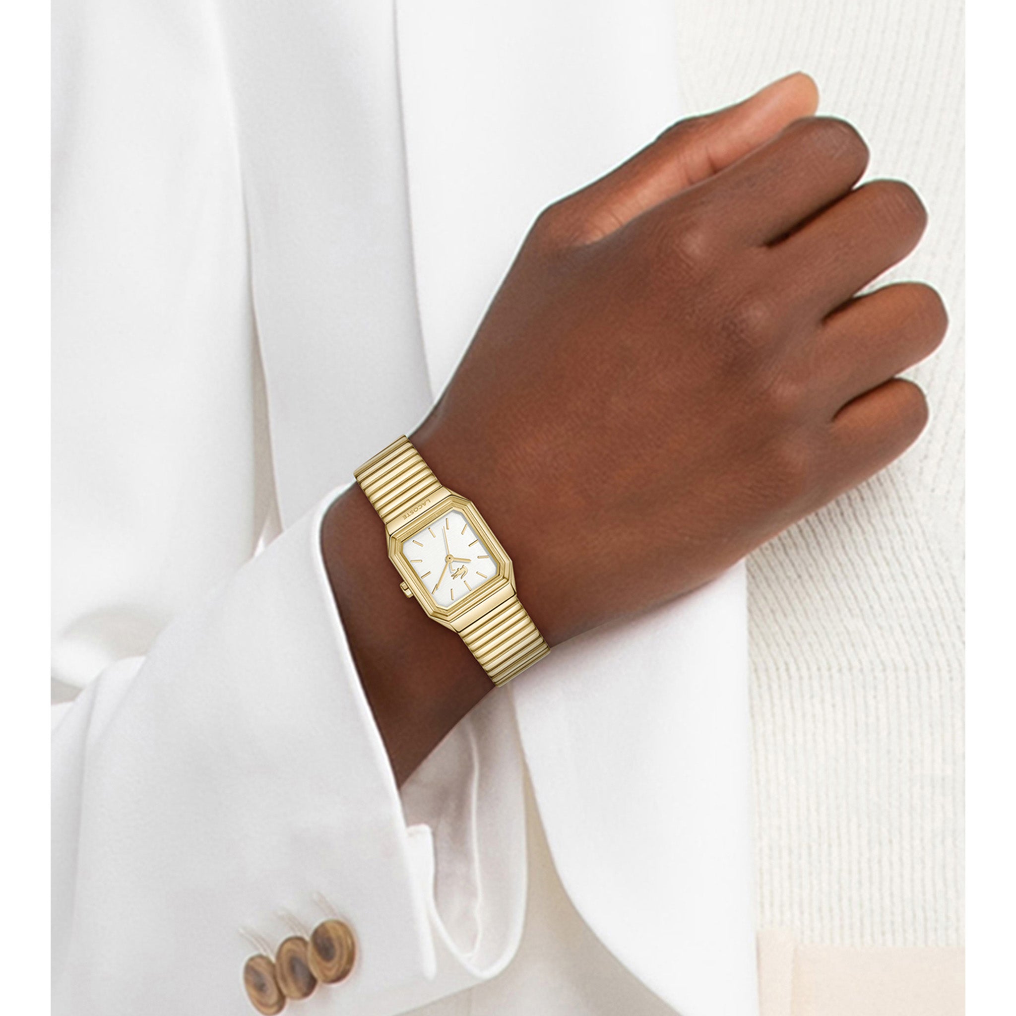 Lacoste Gold Steel White Dial Women's Watch - 2001505