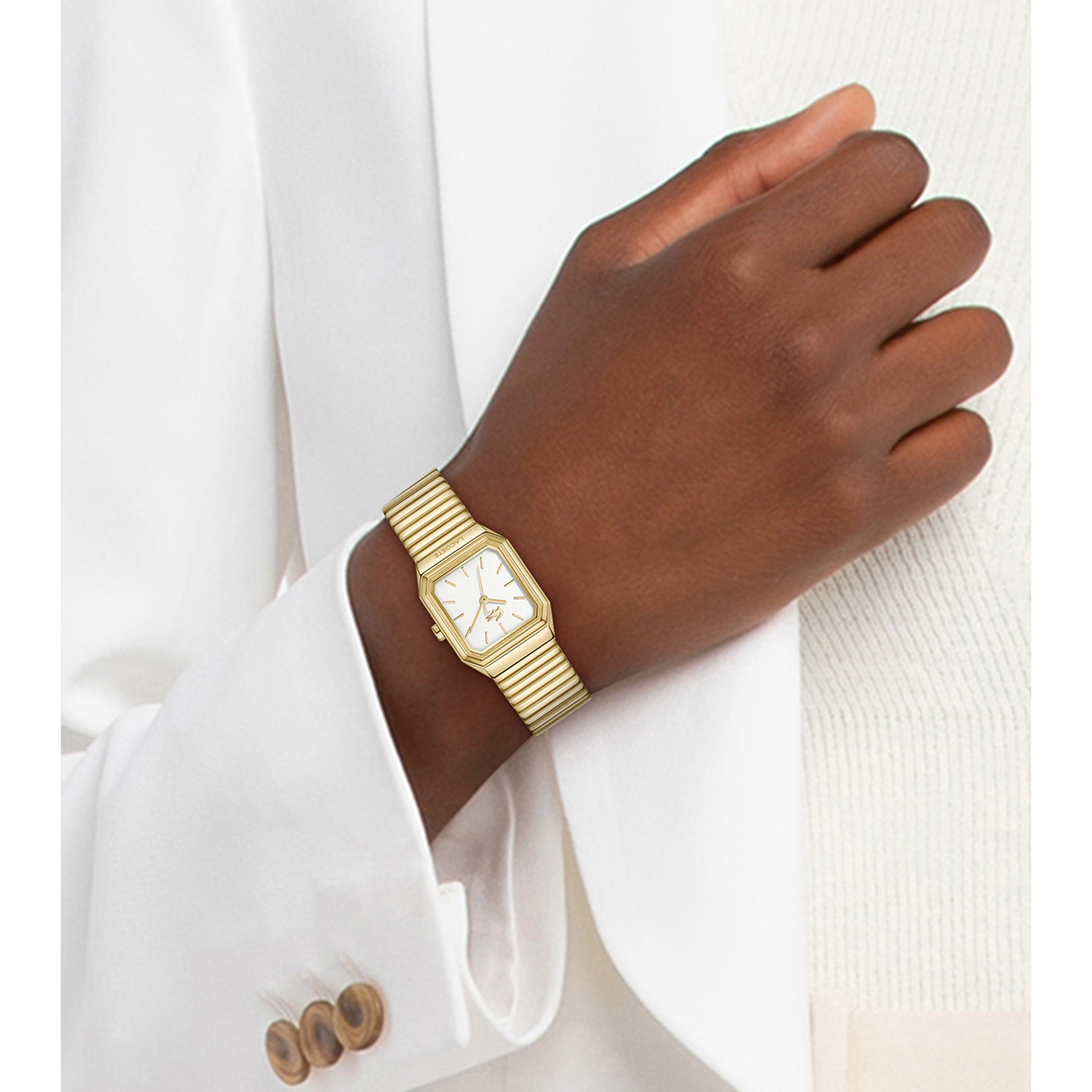 Lacoste Gold Steel White Dial Women's Watch - 2001505