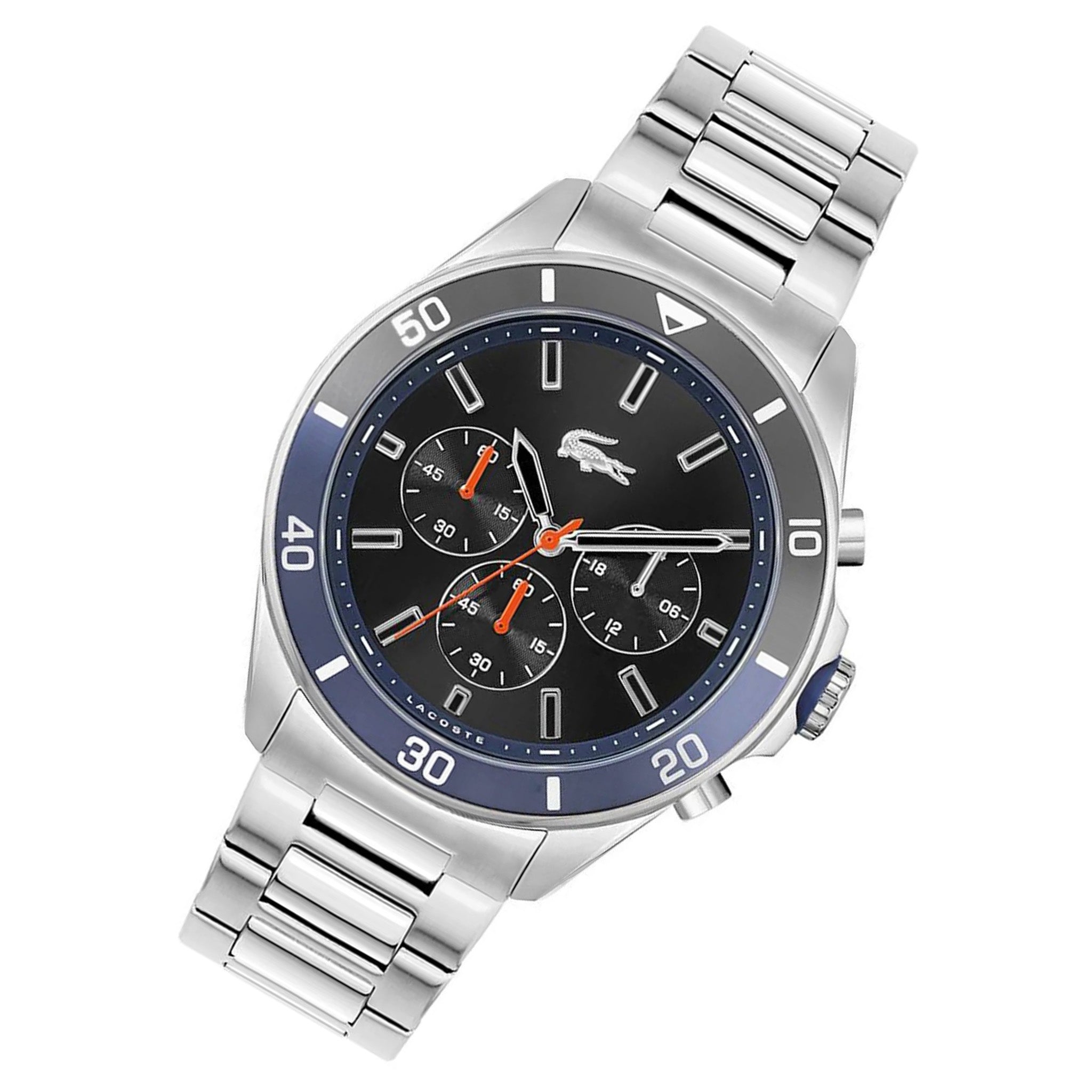Lacoste Tiebreaker Stainless Steel Black Dial Men's Chrono Watch - 2011155