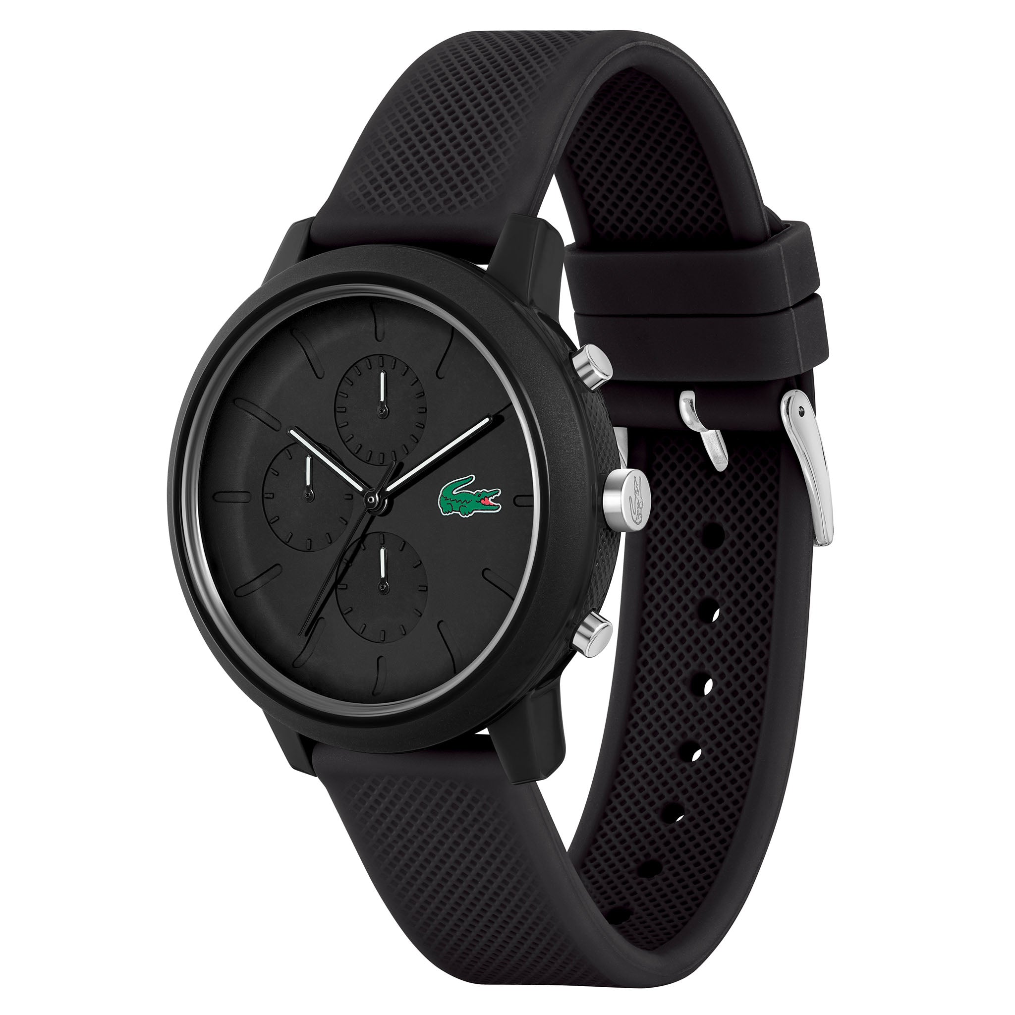 Lacoste 12.12 Black Silicone Chronograph Men's Watch - 2011243