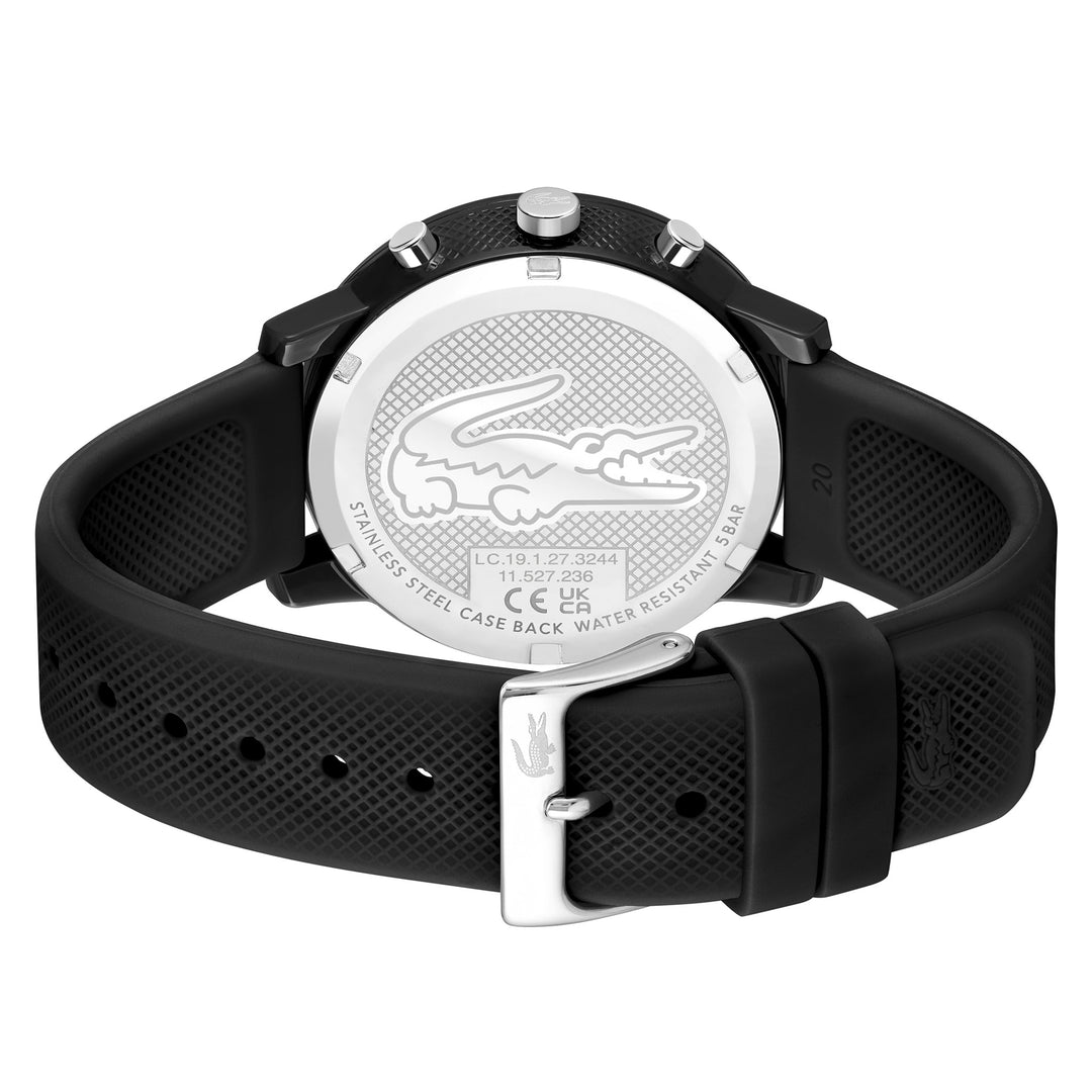 Lacoste 12.12 Black Silicone Chronograph Men's Watch - 2011243