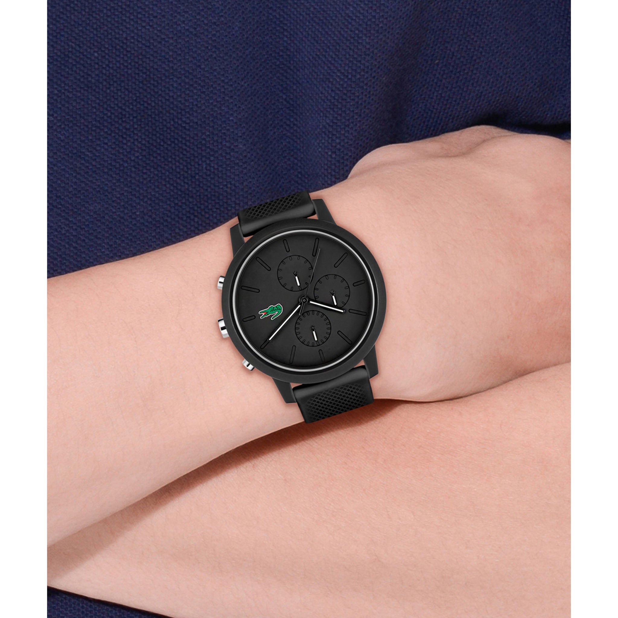 Lacoste 12.12 Black Silicone Chronograph Men's Watch - 2011243