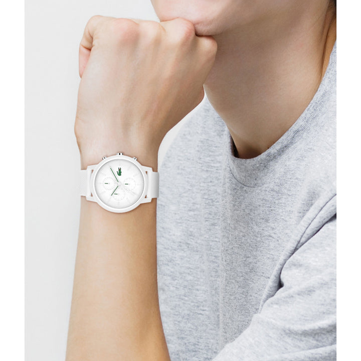 Lacoste 12.12 White Silicone Chronograph Men's Watch - 2011246