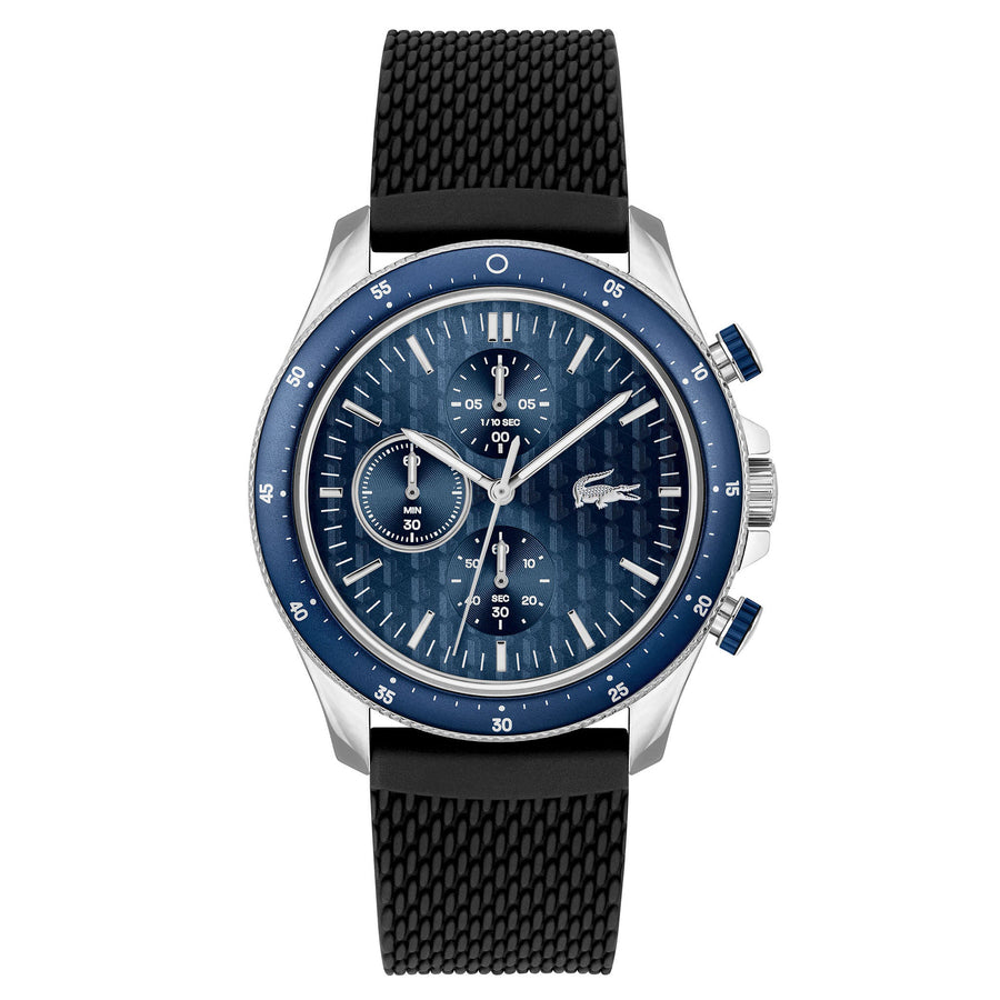 Lacoste Black Silicone Blue Dial Chronograph Men's Watch - 2011252