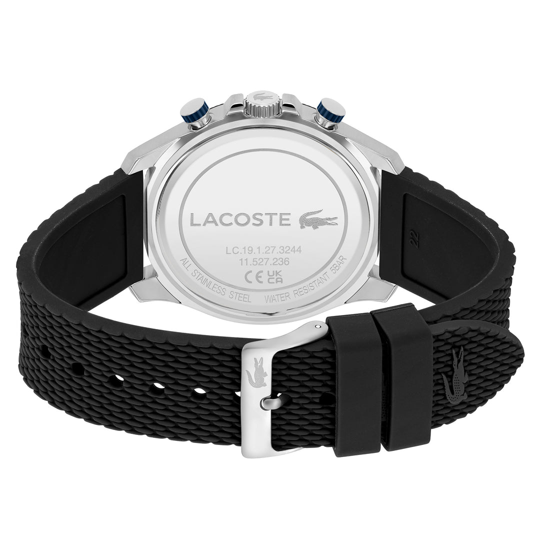 Lacoste Black Silicone Blue Dial Chronograph Men's Watch - 2011252