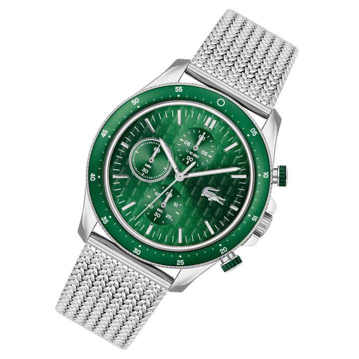 Lacoste Stainless Steel Mesh Green Dial Chronograph Men's Watch - 2011255