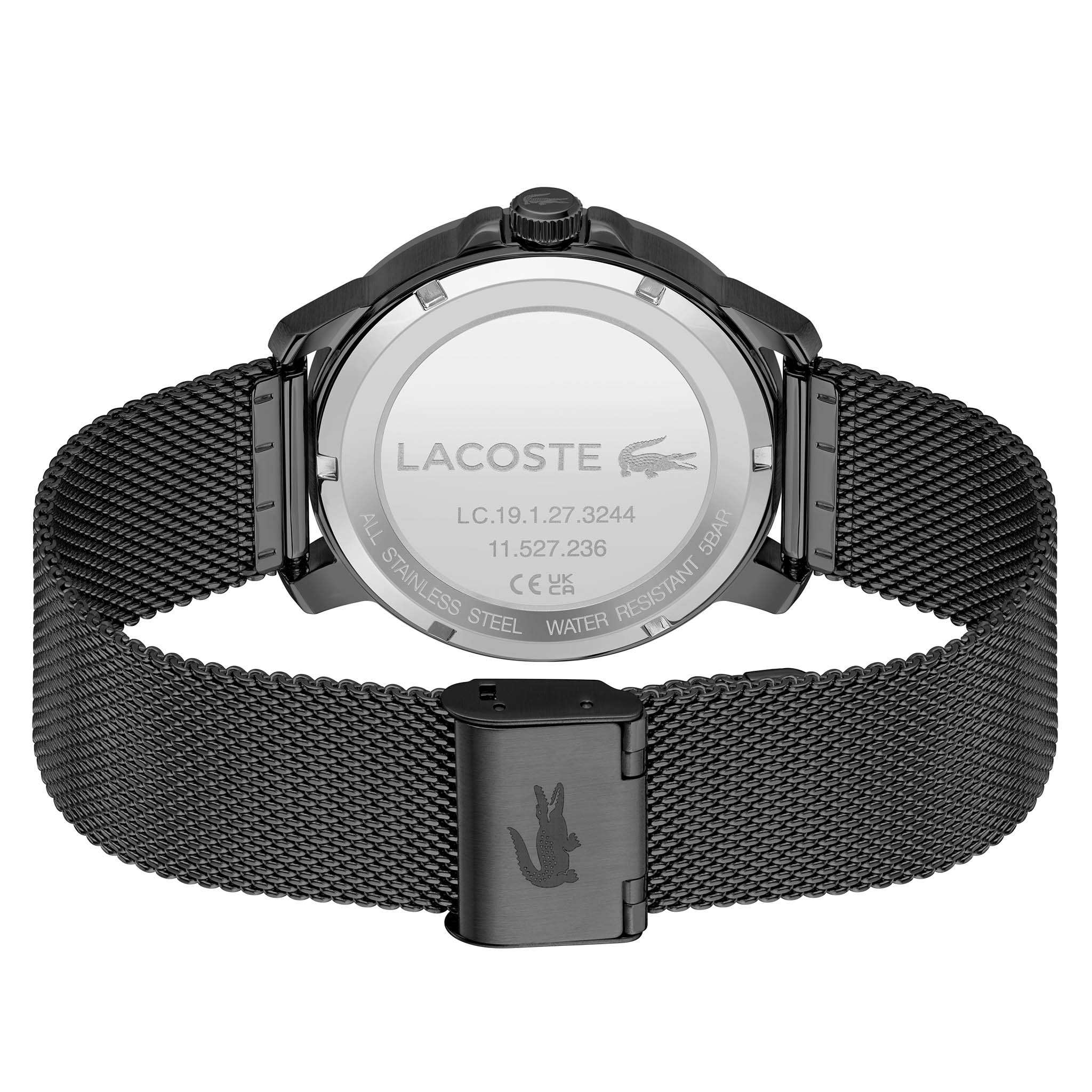 Lacoste Black Steel Mesh Green Dial Men's Watch - 2011277